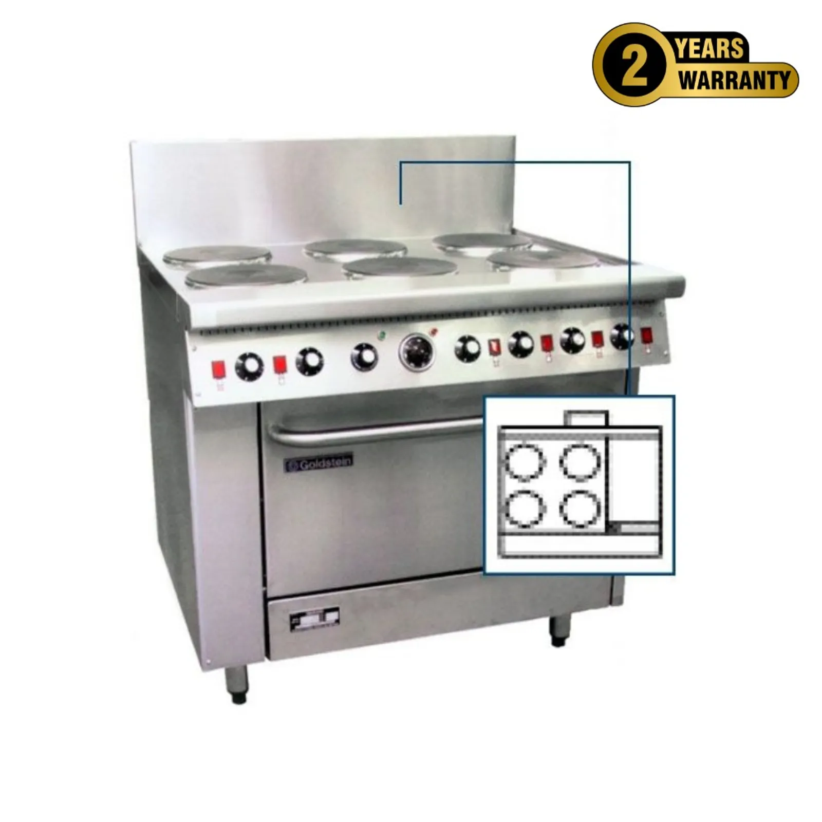 Goldstein PE4S12G28FF- Electric Oven w/ 4 Hotplate & Griddle