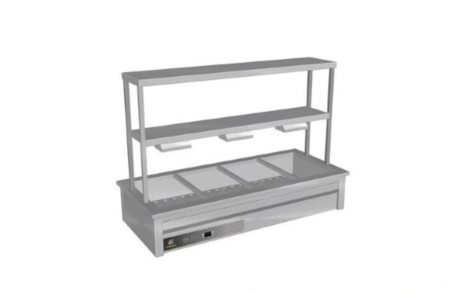 Culinaire CH.BM.D.GDB.4 Drop In Bain Marie with Double Gantry & Heat Lamps to Bottom Shelf - 4 Modules