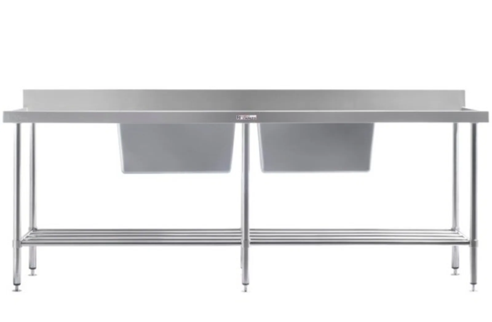 Simply Stainless SS06.7.2100 Double Sink Bench with Splashback (700 Series) - 2100mm