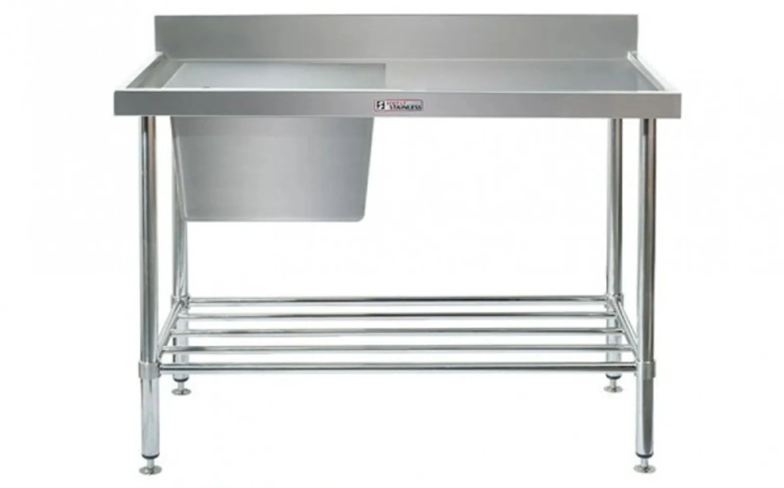 Simply Stainless SS05.7.1200.L Single Sink Bench with Splashback (700 Series) - 1200mm - Left Hand Sink