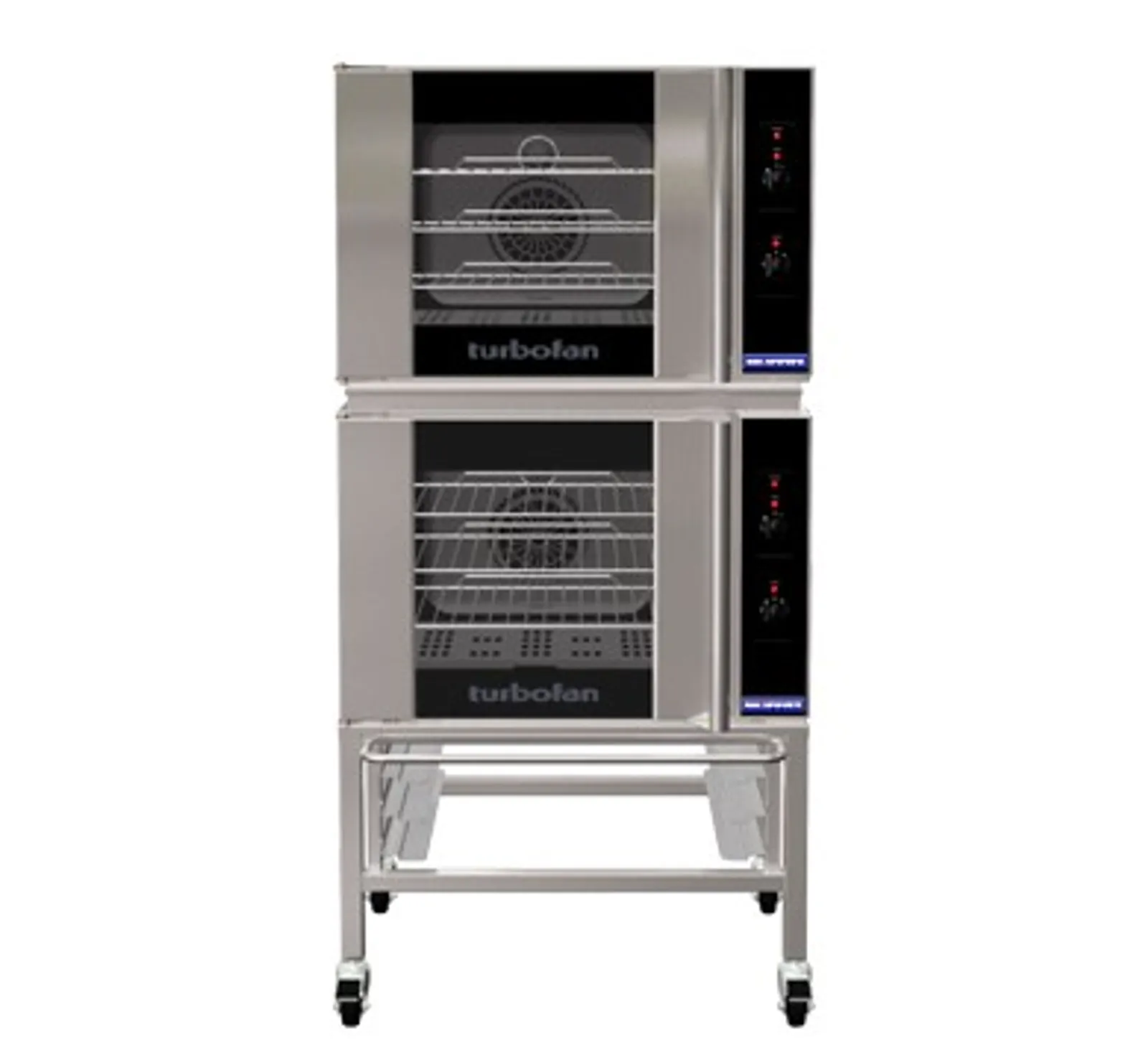 Turbofan E30M3/2C - Double Stacked - GN 1/1 Manual / Electric Convection Ovens Double Stacked with Castor Base Stand