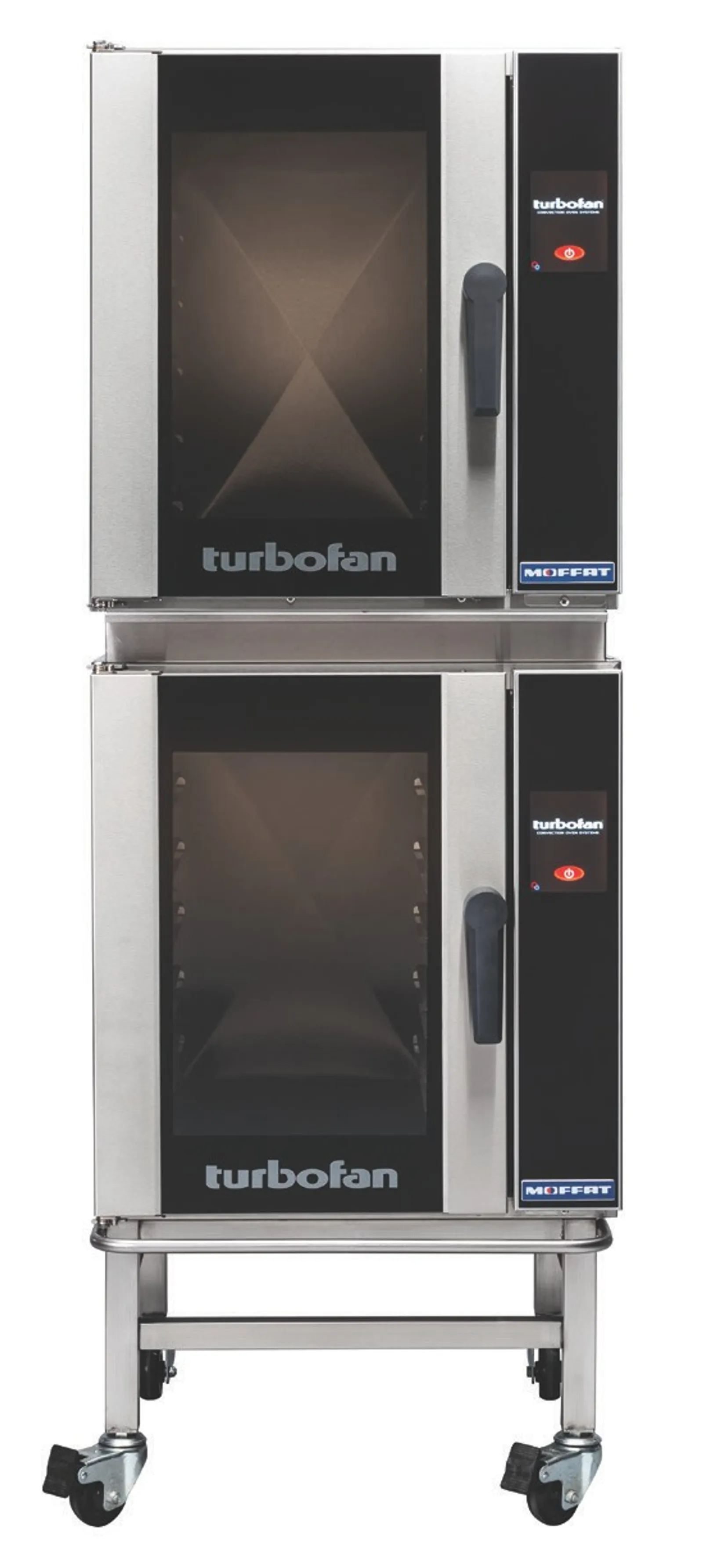 Turbofan E33T5/2C - Full Size Tray Touch Screen Electric Convection Oven Double Stacked With Castor Base Stand