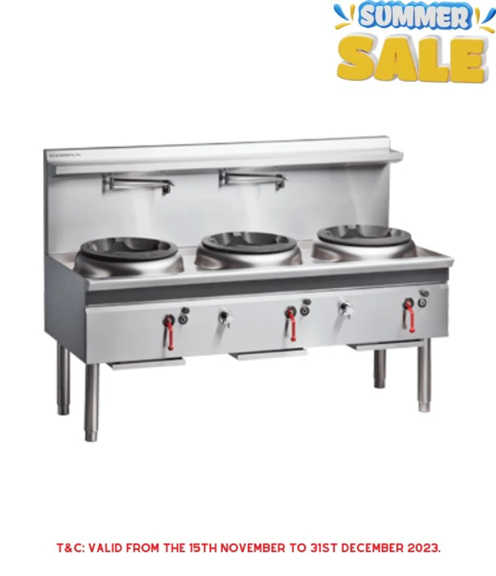 Cobra CW3H-DDD - 1800mm Gas Waterless Wok with 3 Duckbill burners
