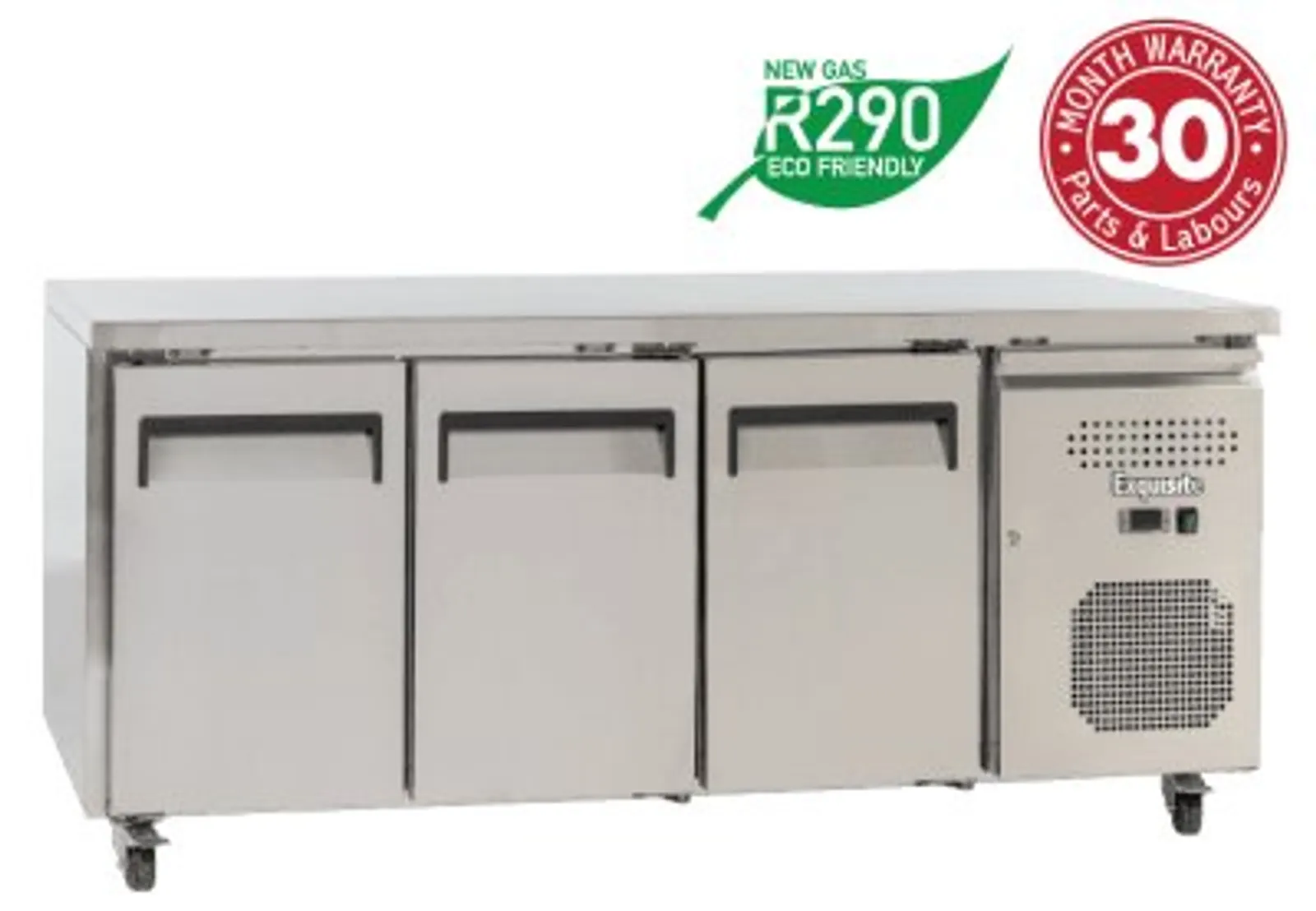 Exquisite SSC400H Three Solid Doors Underbench Storage Refrigerators Slimline