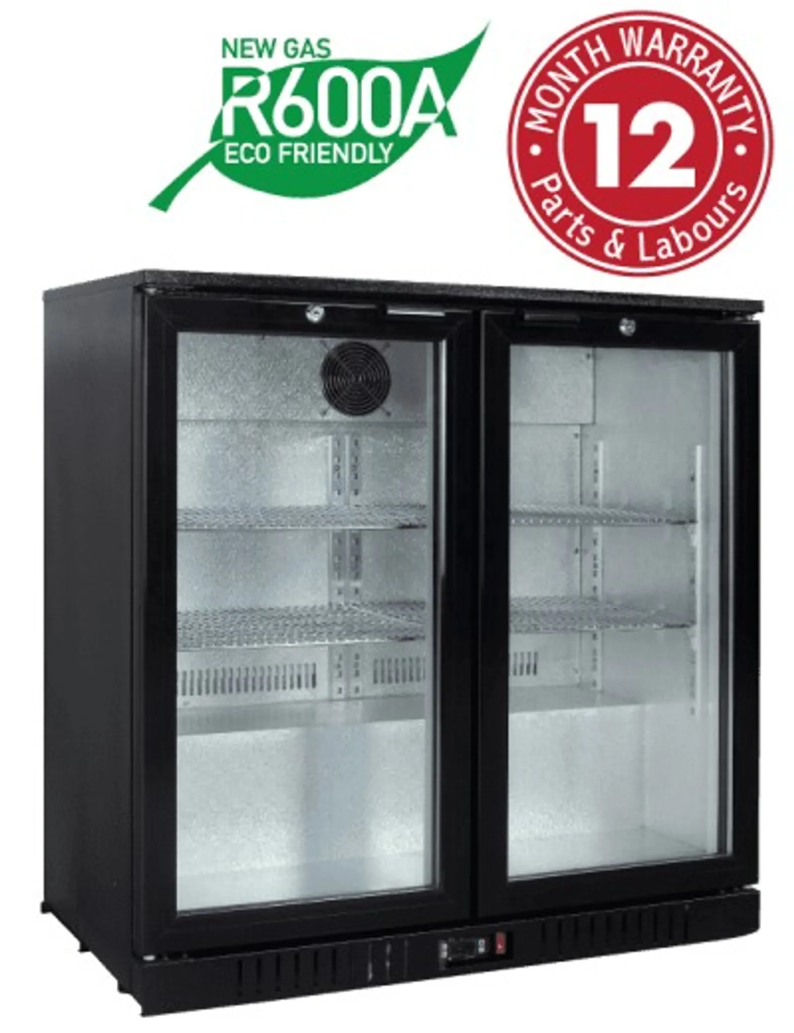 Exquisite UBC210L Two Swing Doors Backbar Display Refrigerators, Low Height