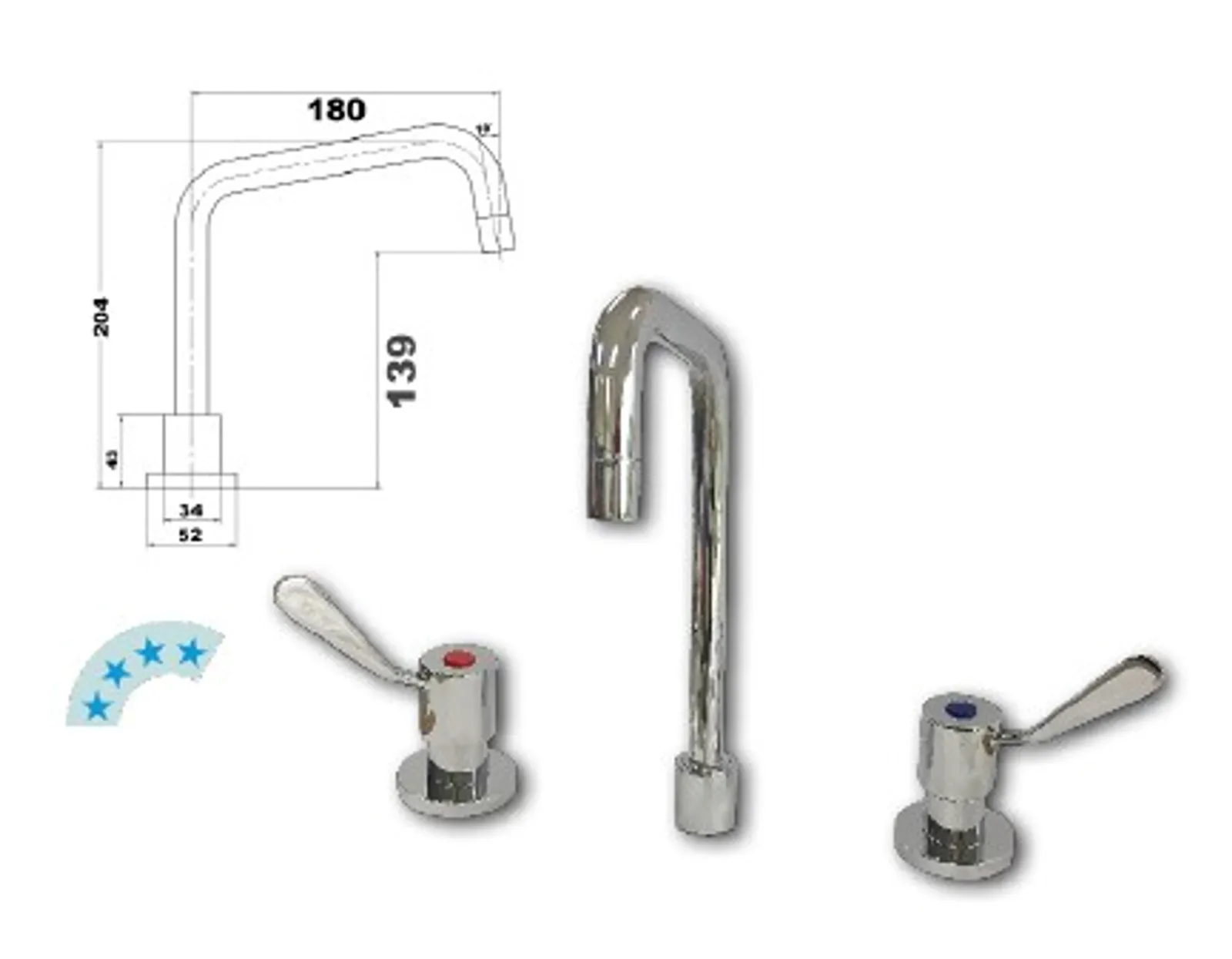 Jetstream JET3180DCB Deck Mount with 180mm spout