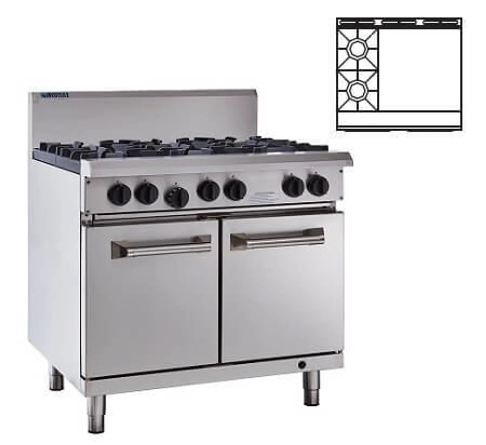 LUUS RS-2B6P - 2 Burner, 600 Wide Griddle & Oven