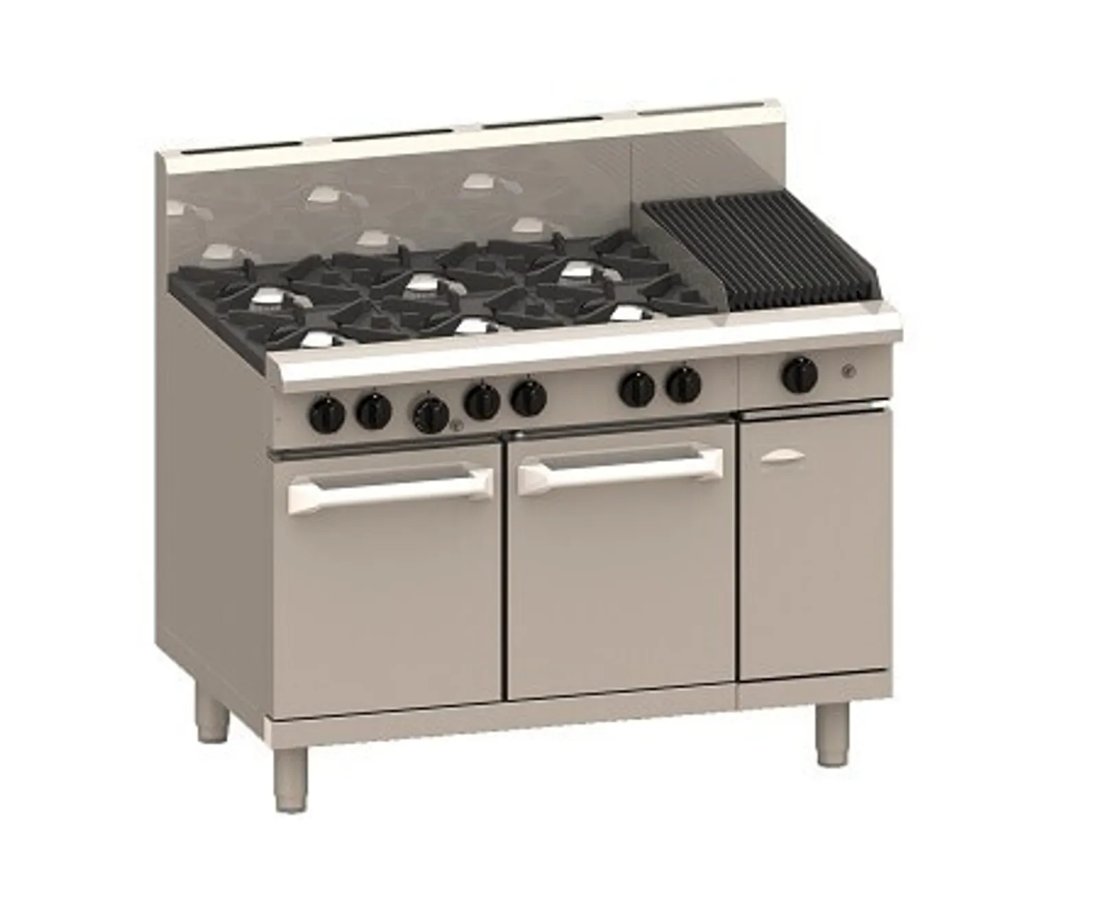 LUUS RS-6B3C - 6 Burners, 300 Wide Chargrill & Oven