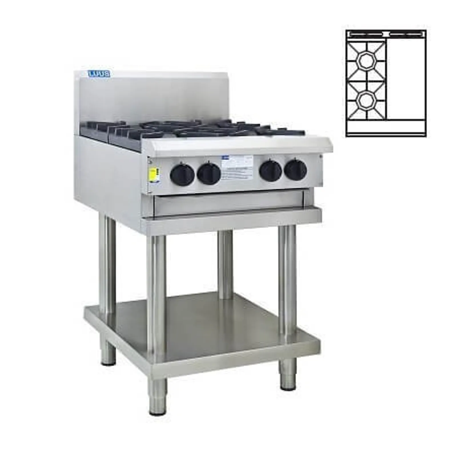 LUUS CS-2B3P - 2 Burners + 300 Wide Griddle Cooktop
