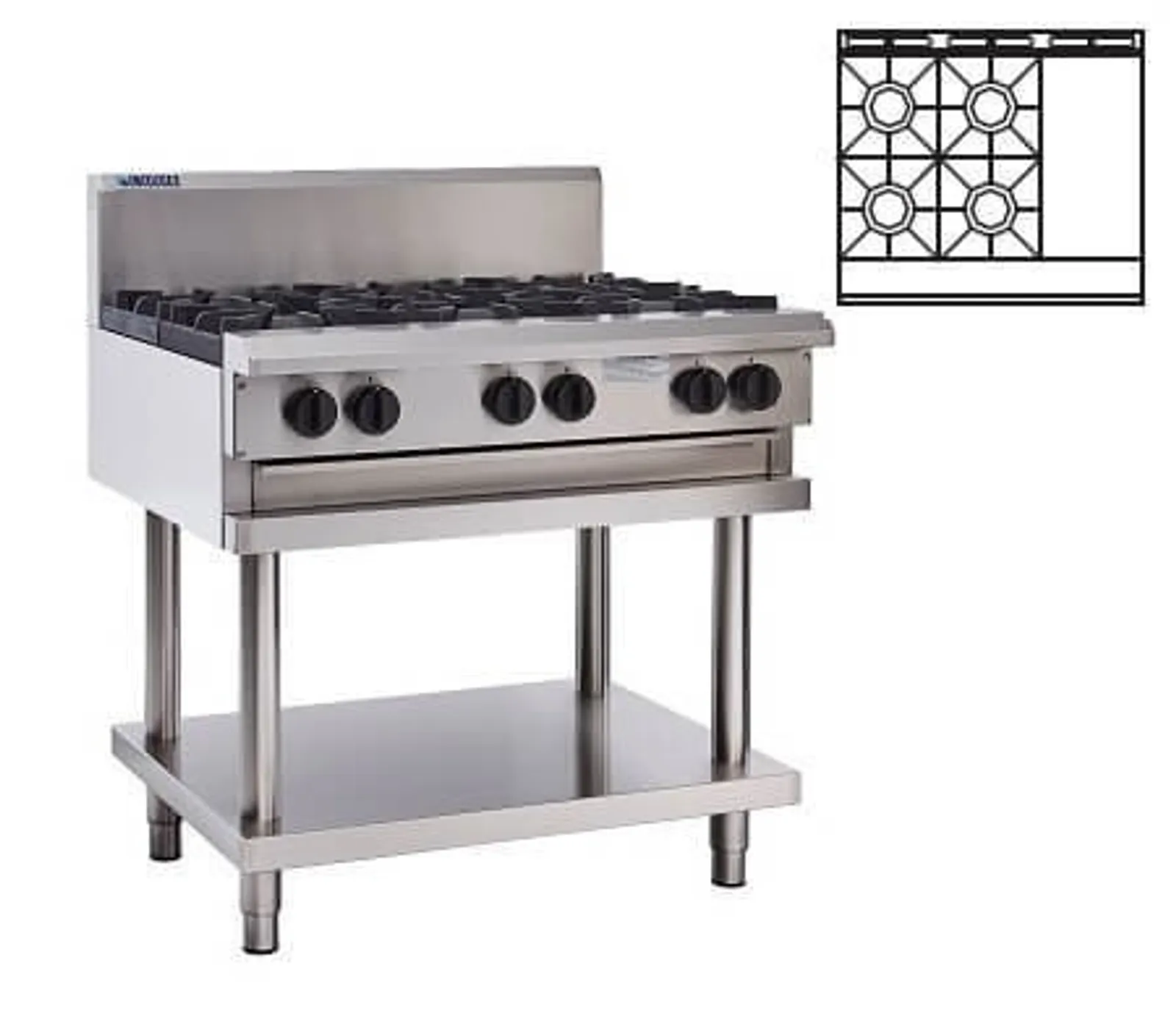 LUUS CS-4B3P - 4 Burner + 300 Wide Griddle Cooktop