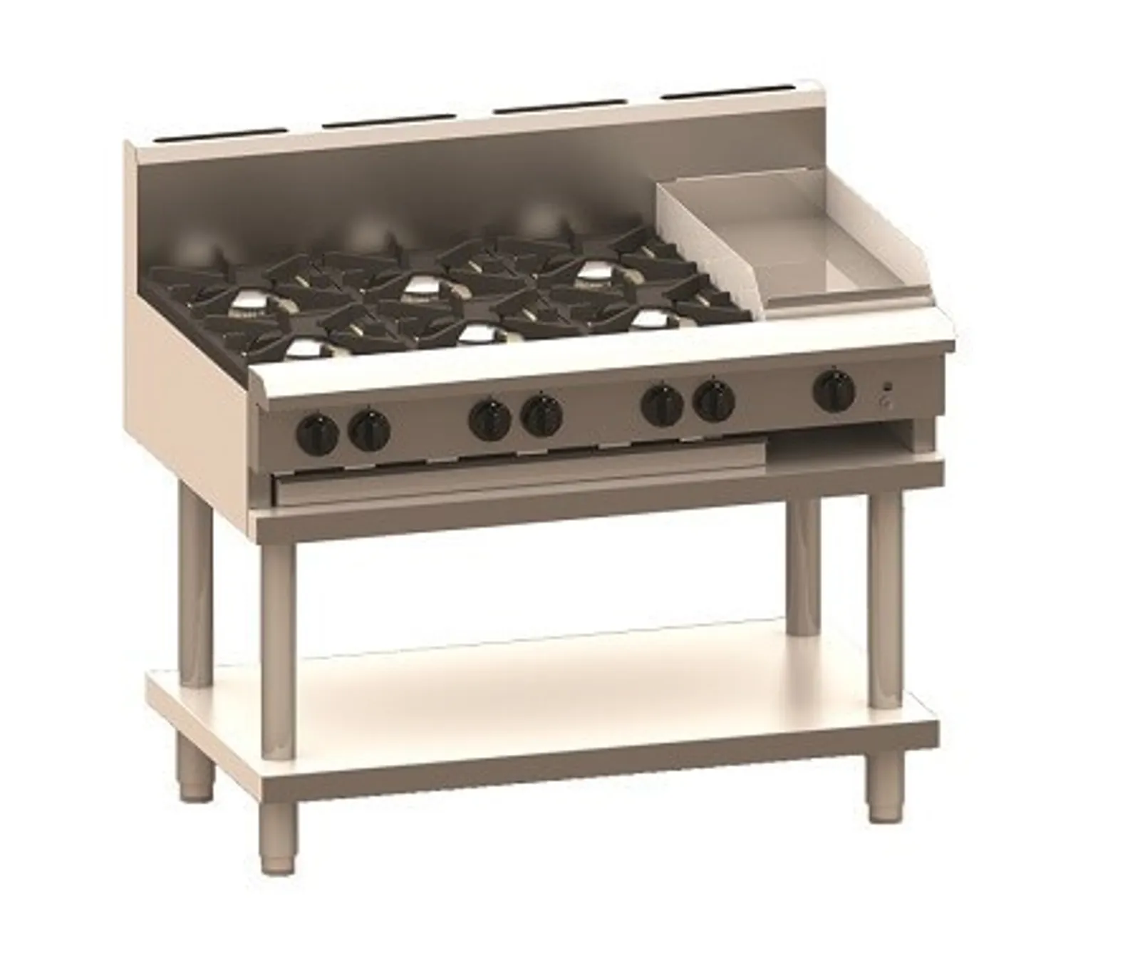 LUUS CS-6B3P - 6 Burner + 300 Wide Griddle Cooktop