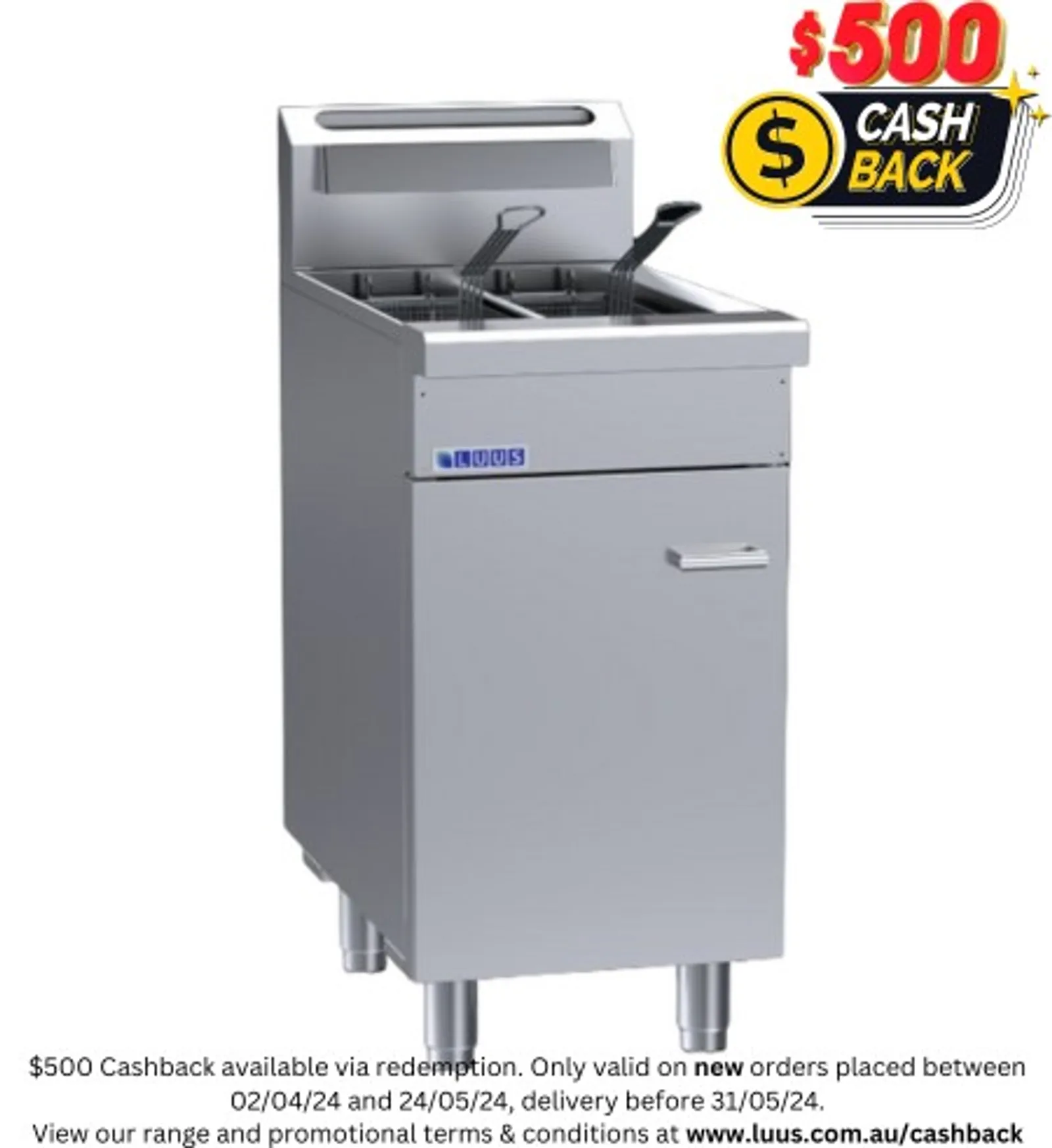 LUUS FSV-45 - 2 Basket Split V-Pan Fryer