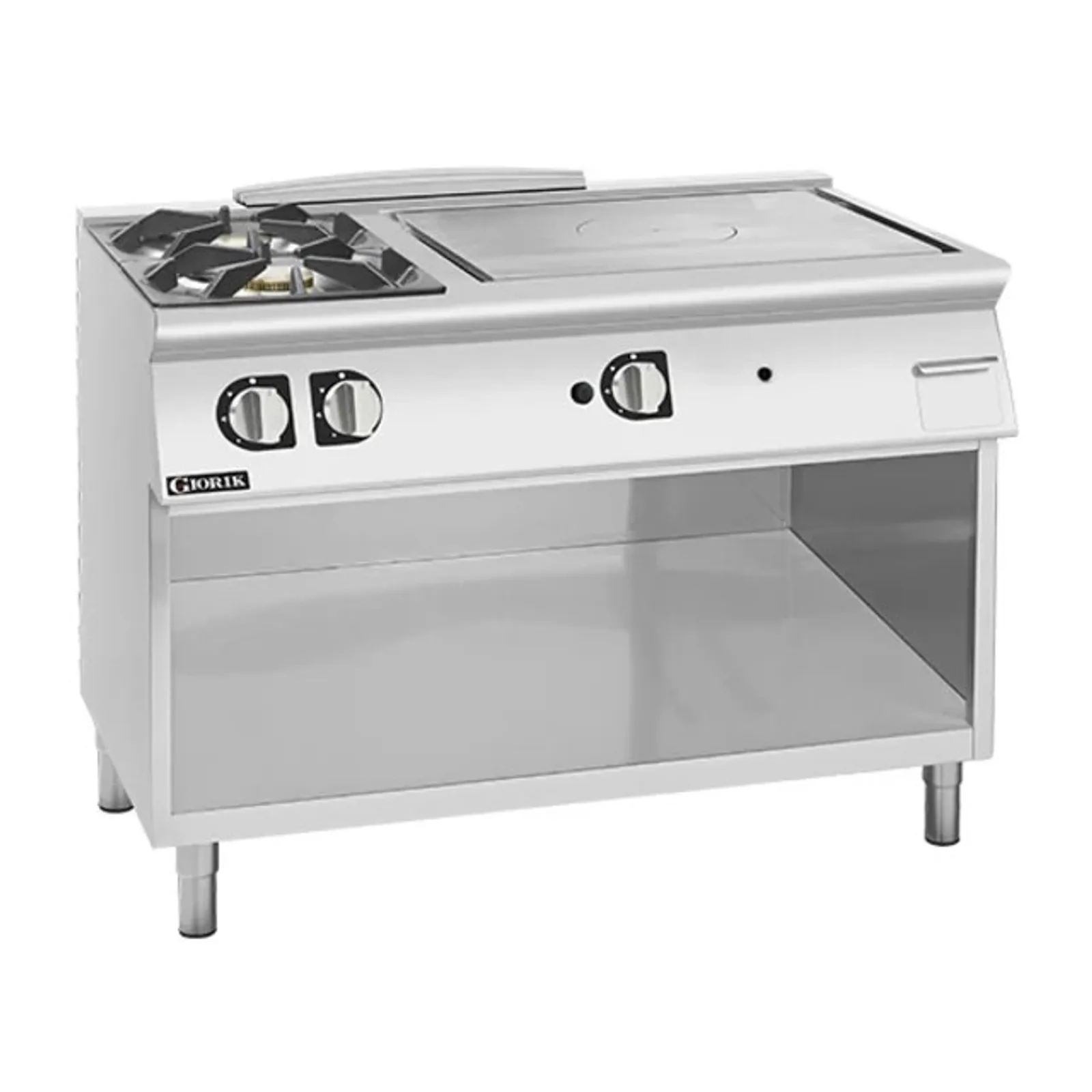 Giorik TG76GTLT 700 Series - Combination Solid Top & Gas Burner on Open Base - 1200mm Wide