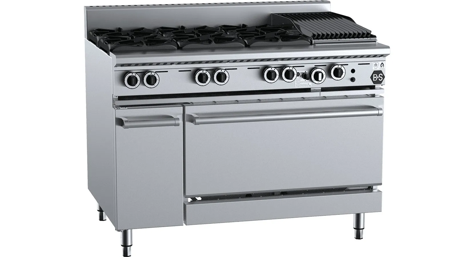 B+S Black OV-SB6-CBR3 - Oven w/ 6 Burners 300mm Char Broiler