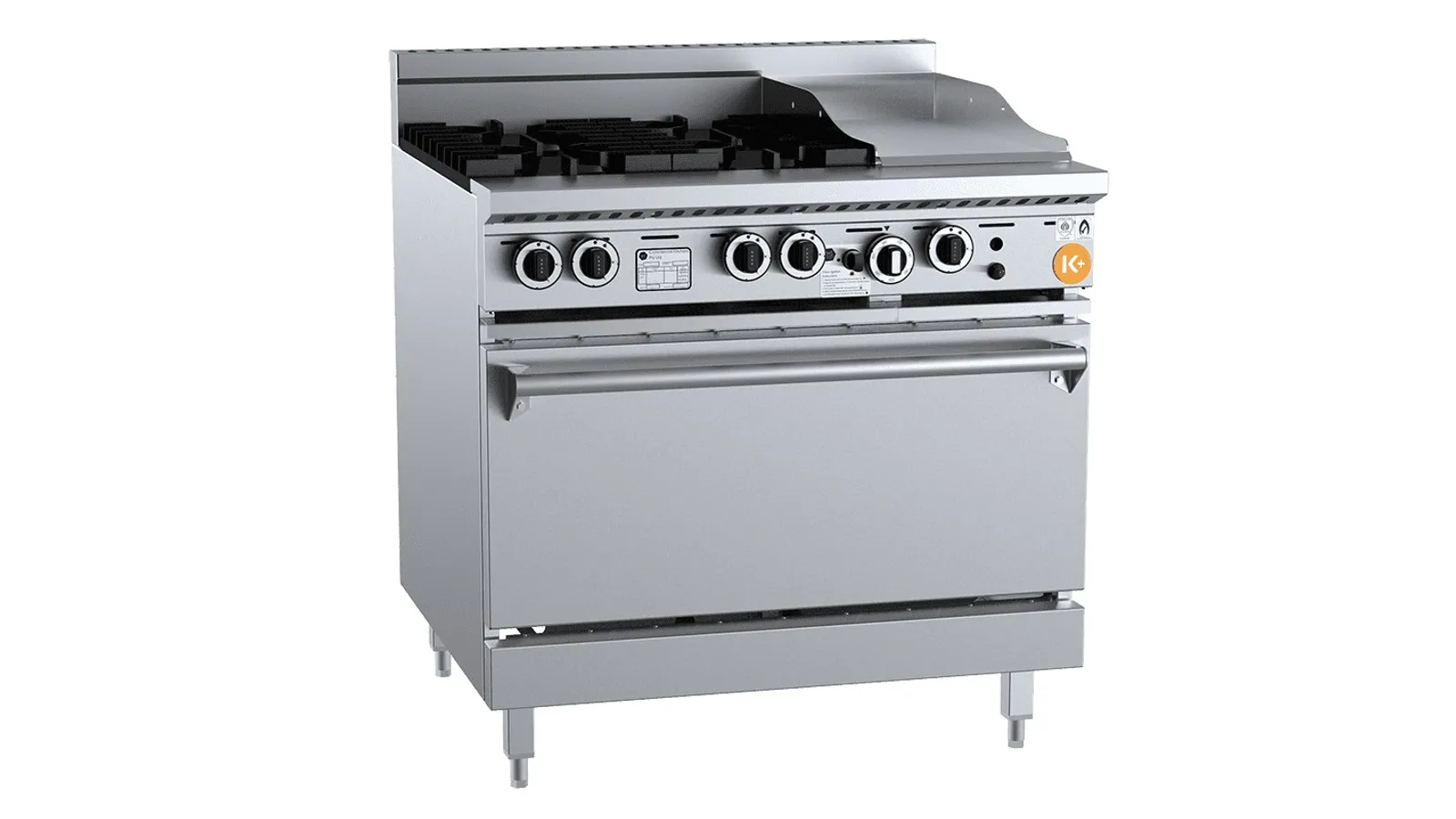 K+ KOV-SB4-GRP3 - 4 Burner Oven w/ 300mm Grill Plate