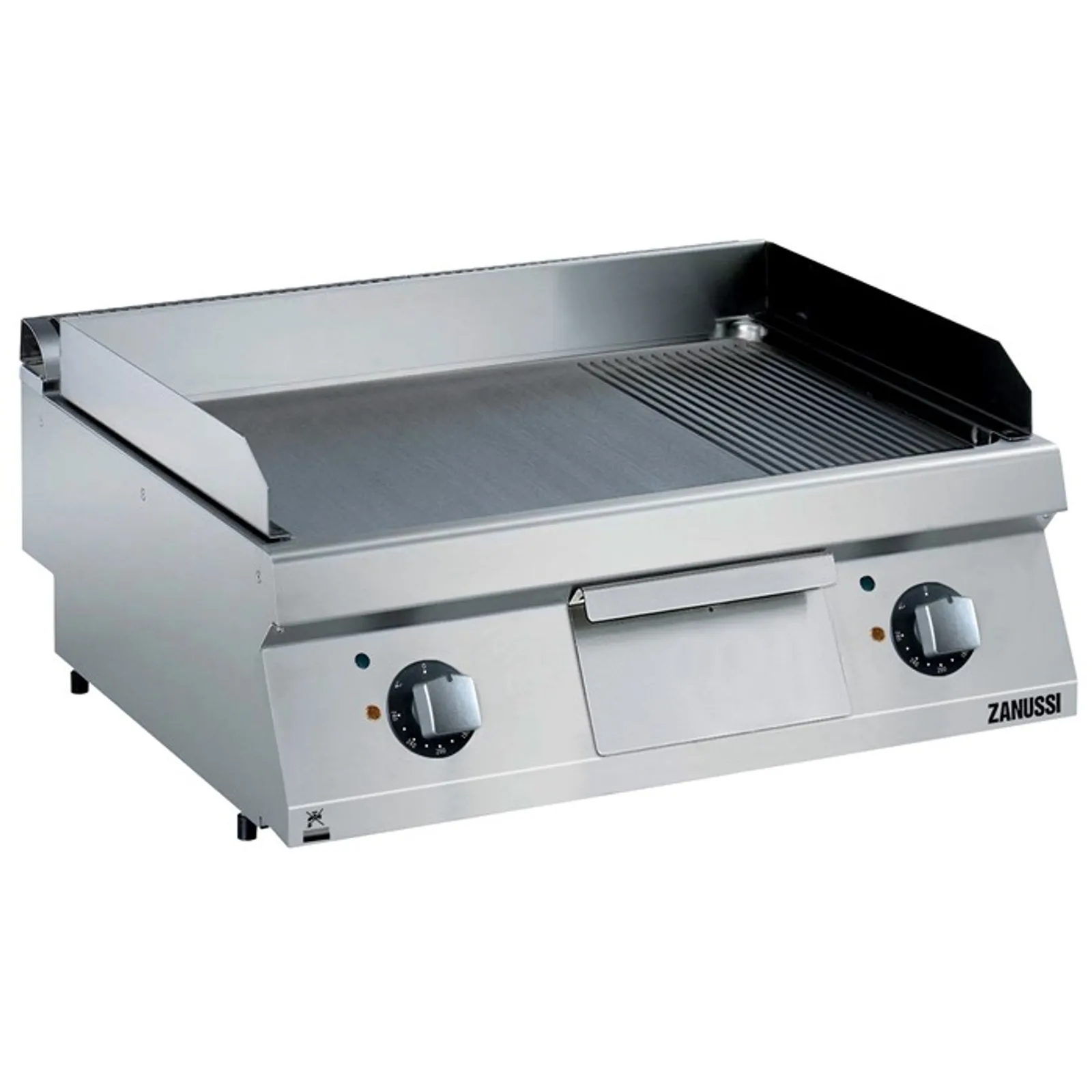 Zanussi 372347 EVO700 - 800mm Electric Fry Top, Smooth & Ribbed Brushed Chrome Plate