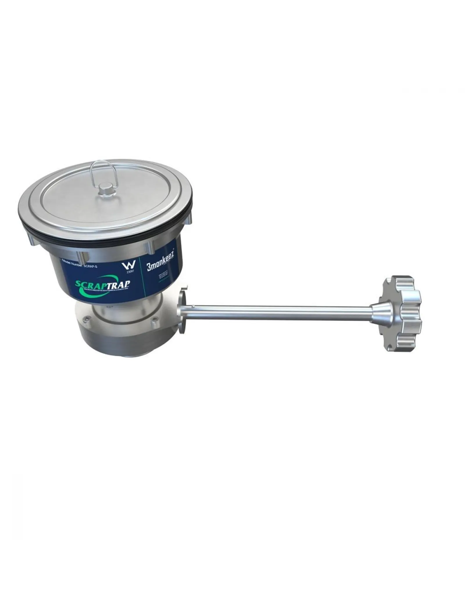 Scraptrap Scrap-C - Cast Stainless Sink Waste Arrestor with Cast Stainless Shut Off Valve 125mm