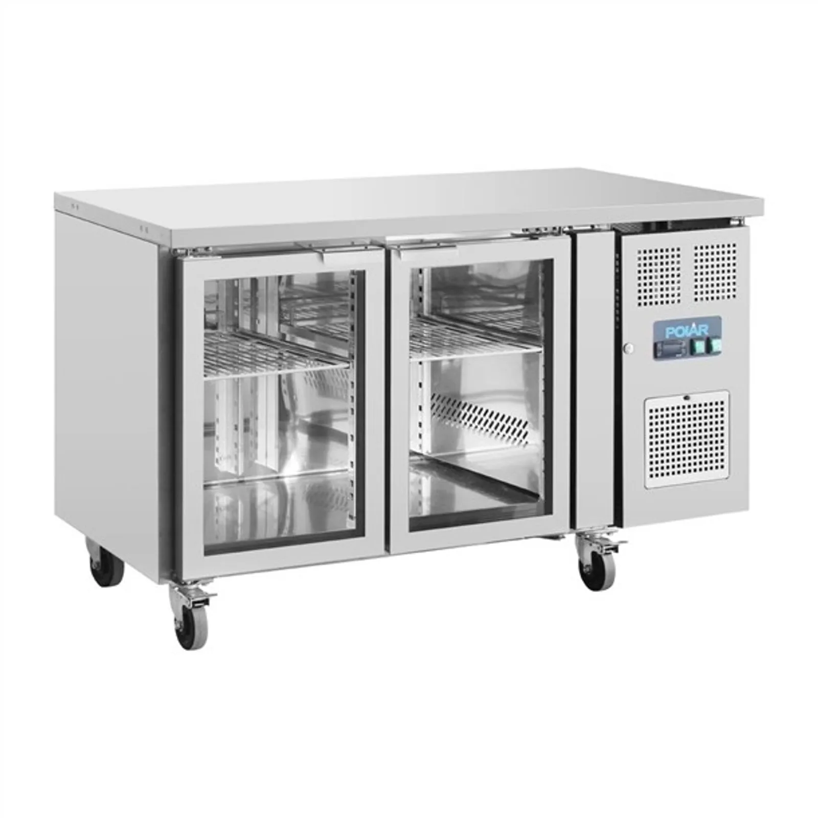 Polar UA023-A U-Series - 2 Glass Door Counter Fridge 205Ltr