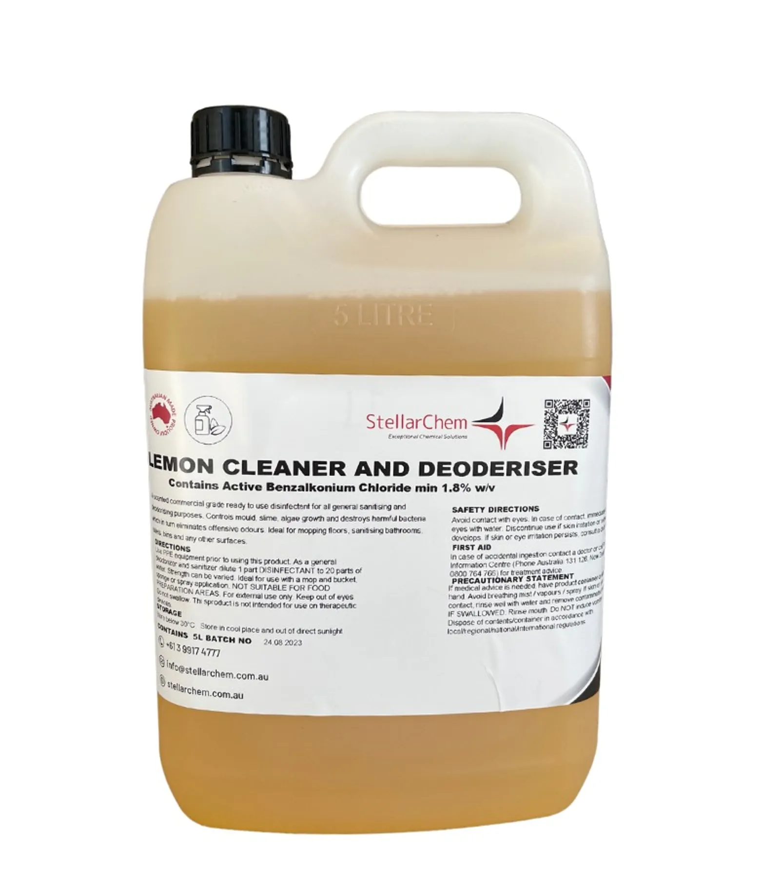 StellarChem WCILDC5 - Lemon Cleaner & Deodoriser 5L All Purpose Surface Cleaner