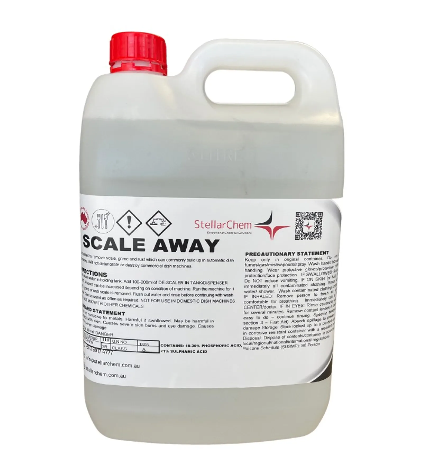 Commercial Dishwasher Cleaner & Dishwasher Descaler StellarChem WCISA5 - Scale Away 5L