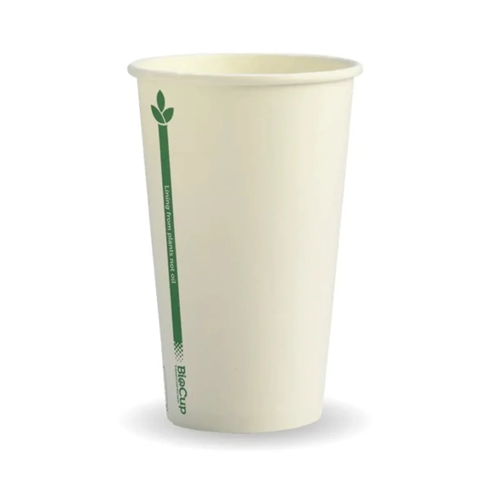 BioPak BC-12(80)-GL - 350ml / 12oz White Green Line Single Wall Hot Cup