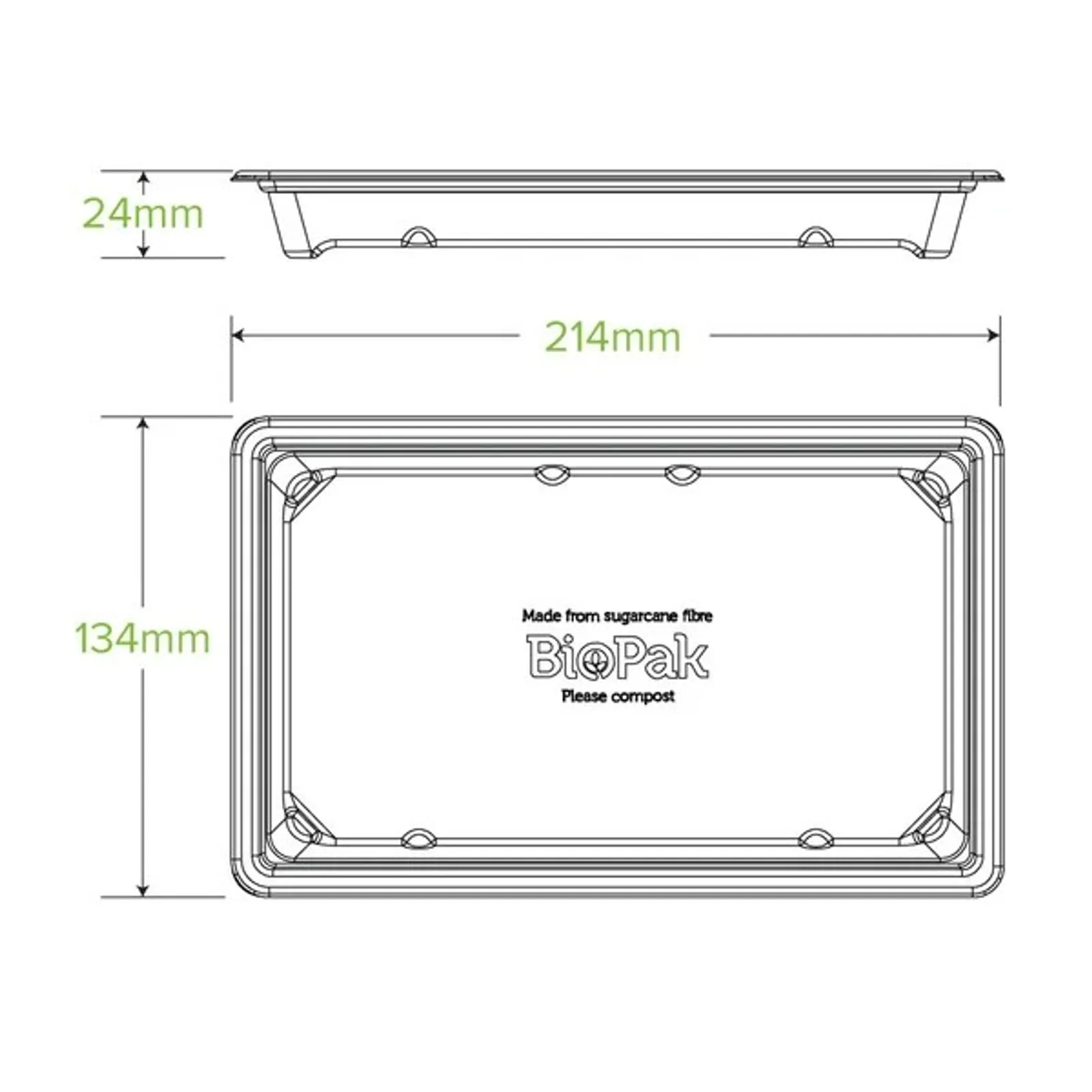 BioPak B-ST-LARGE - Large Plant Fibre Sushi Tray