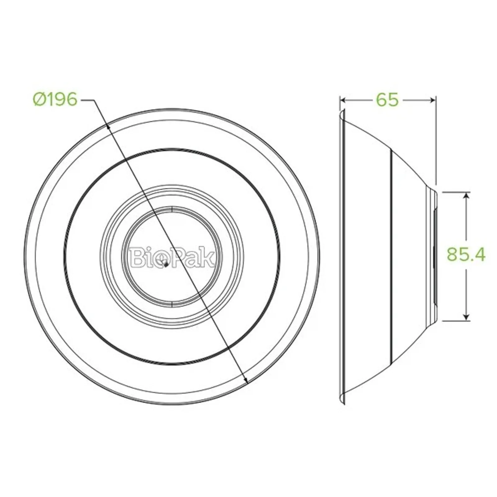BioPak B-BL-32-N - 940ml / 32oz Natural Plant Fibre BioBowl