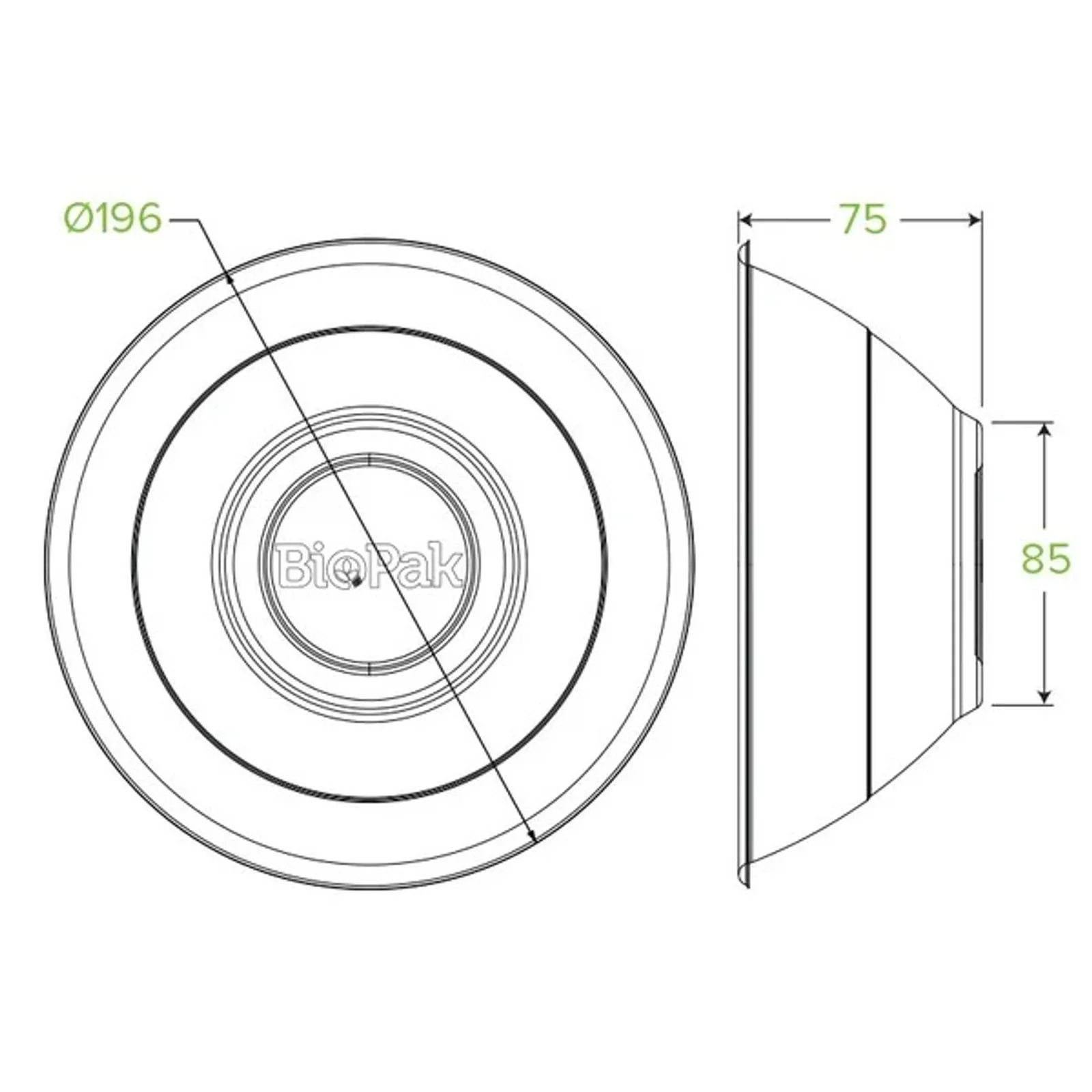 BioPak B-BL-40-N - 1,180ml / 40oz Natural Plant Fibre BioBowl