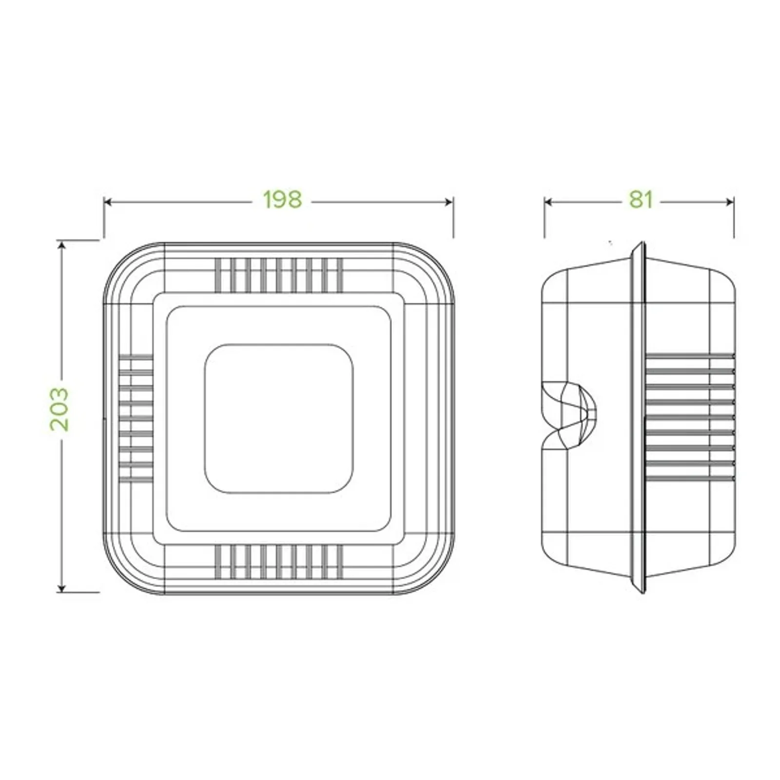 BioPak B-DHL-81 - 20x22x9cm / 7.8x8x3in White Plant Fibre Clamshell