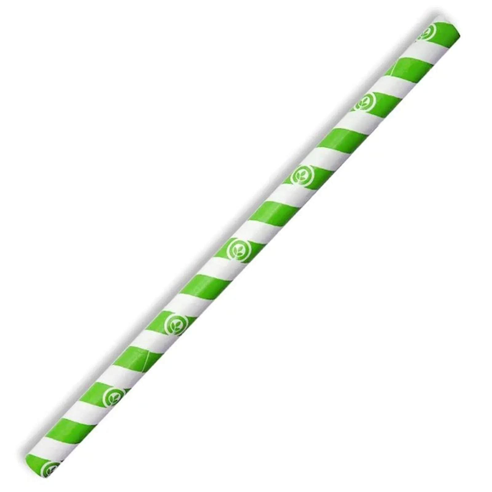BioPak JP-PBS-10X197-GS - 10mm Jumbo Green Stripe BioStraw