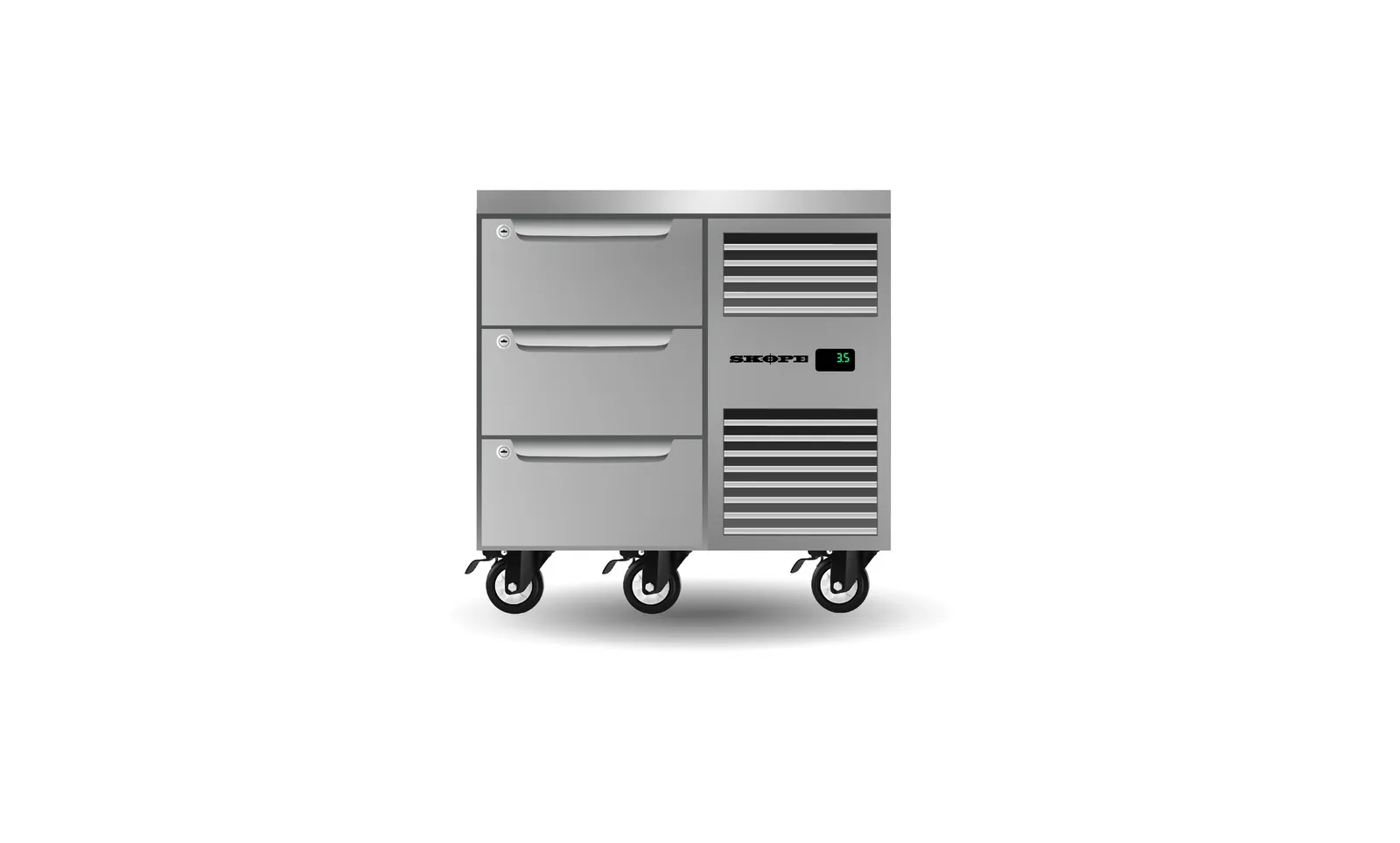 SKOPE ProSpec PG11.UBR.1.D3.RH - 3 Drawer, 1 Bay Underbench GN 1/1 Right Hand Fridge