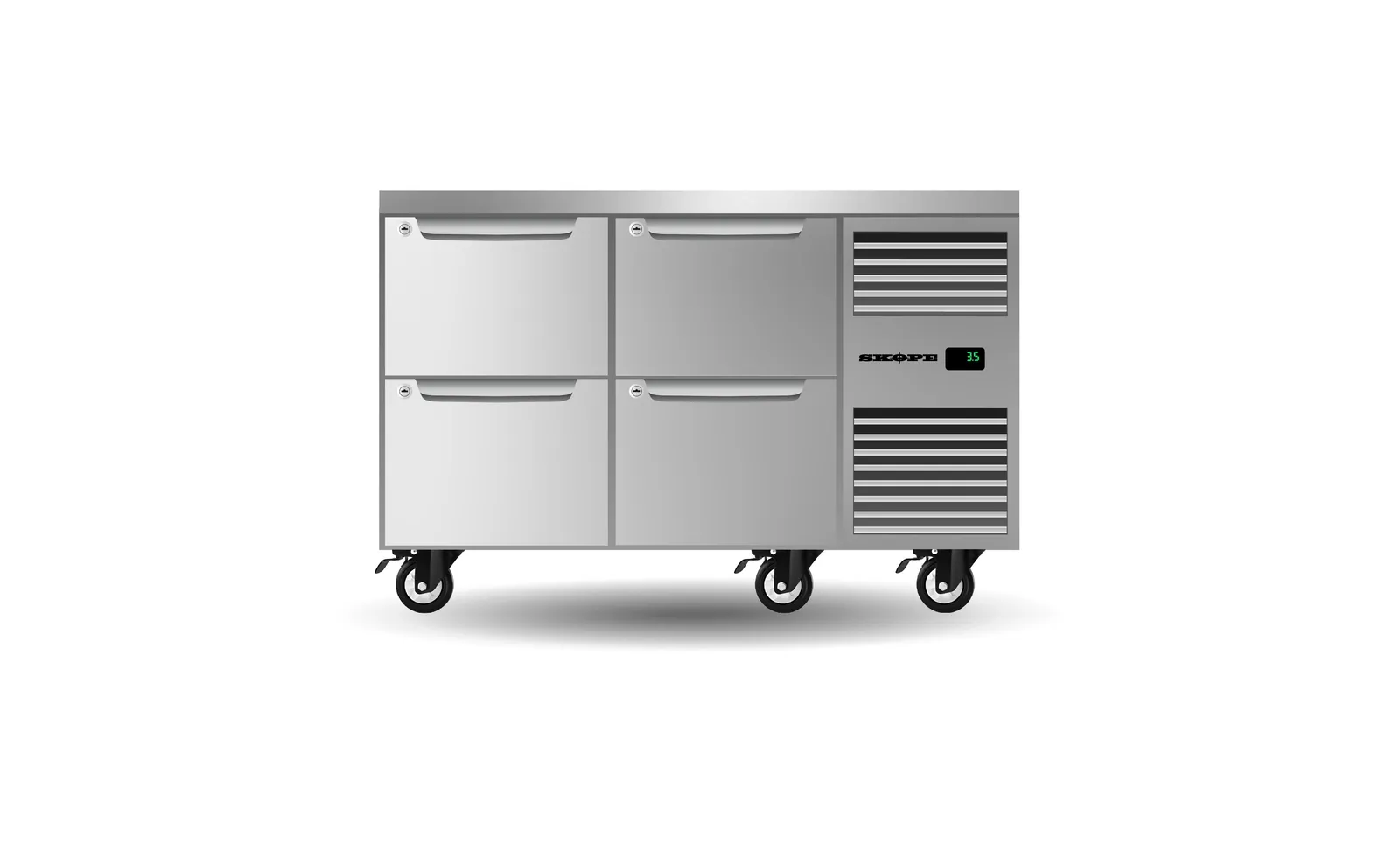 SKOPE ProSpec PG11.UBR.2.D4.RH - 4 Drawer, 2 Bay Underbench GN 1/1 Right Hand Fridge