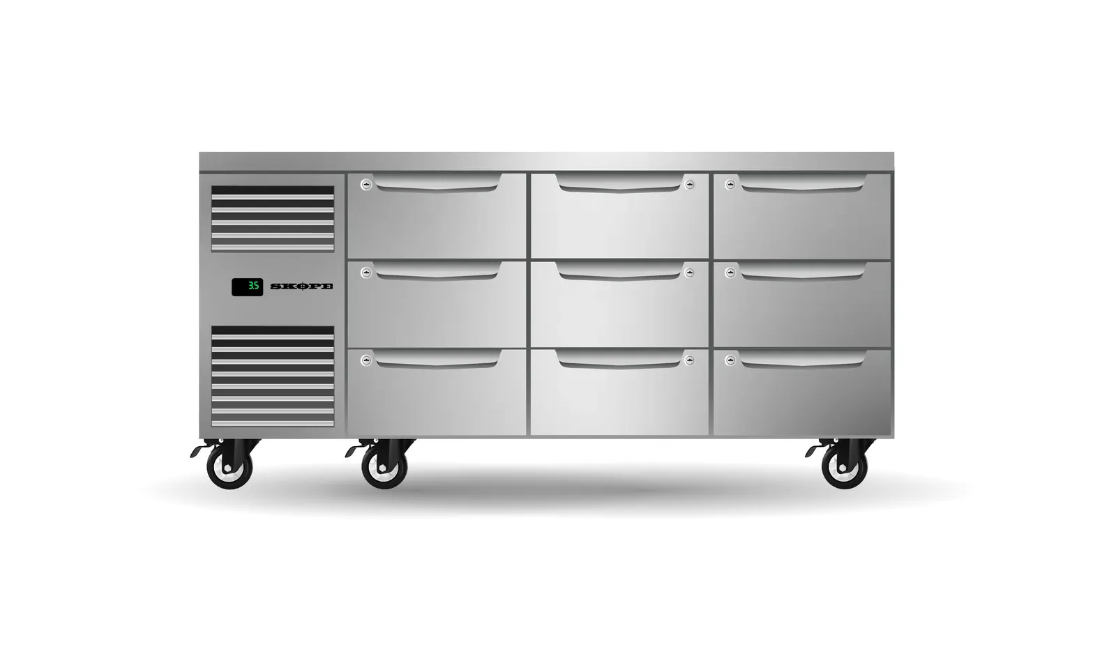 SKOPE ProSpec PG11.UBR.3.D9 - 9 Drawer, 3 Bay Underbench GN 1/1 Fridge