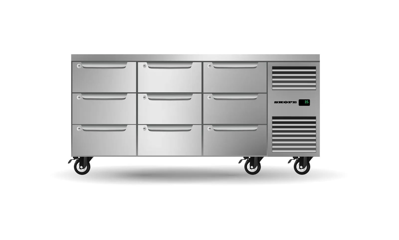 SKOPE ProSpec PG11.UBR.3.D9.RH - 9 Drawer, 3 Bay Underbench GN 1/1 Right Hand Fridge