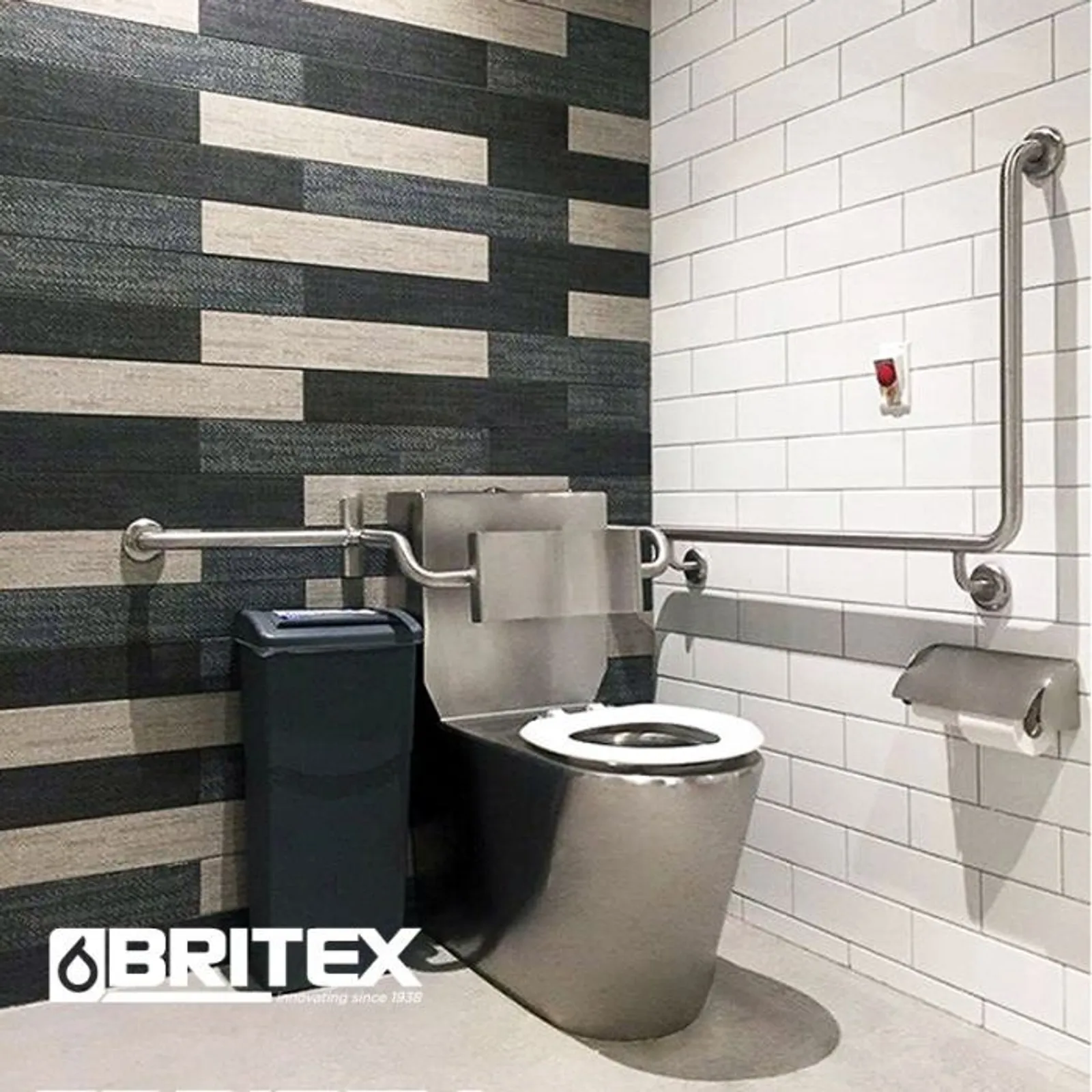 Britex BTX-BRC-L90-VR - Vandal Resistant SS Backrest with 90° LHS Grab Rail Set