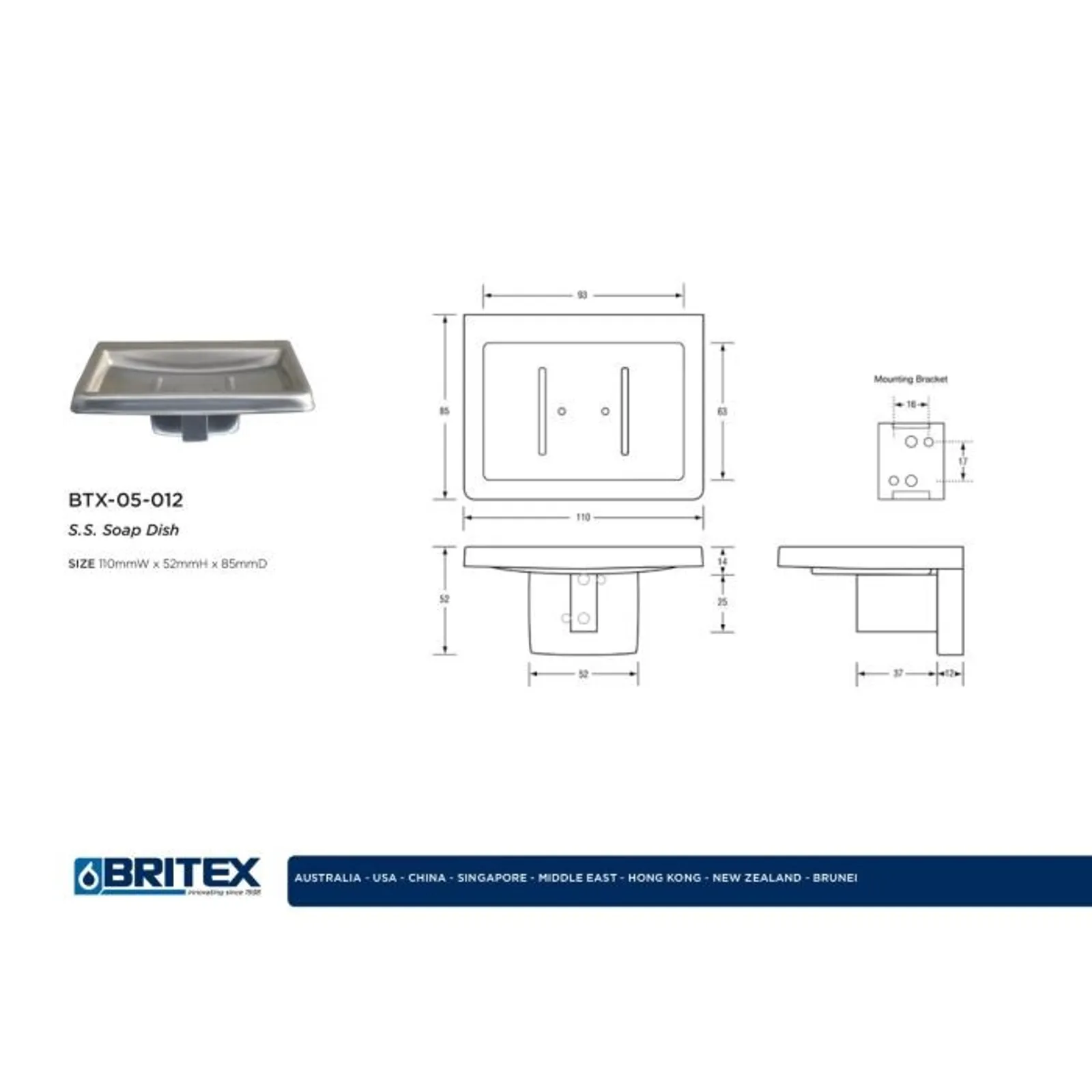 Britex BTX-05-012 - S.S. Soap Dish