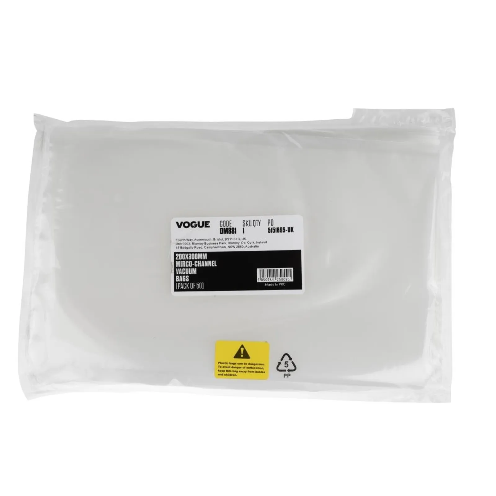 Vogue DM881 - Dual Texture Vacuum Sealer Bags 200 x 300mm (Pack of 50)