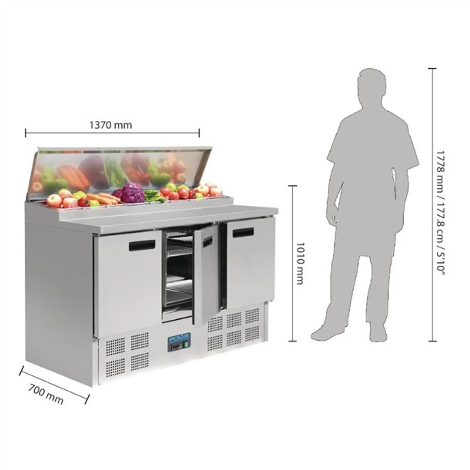 Polar G605-A G-Series - Pizza Prep Counter Fridge 390Ltr