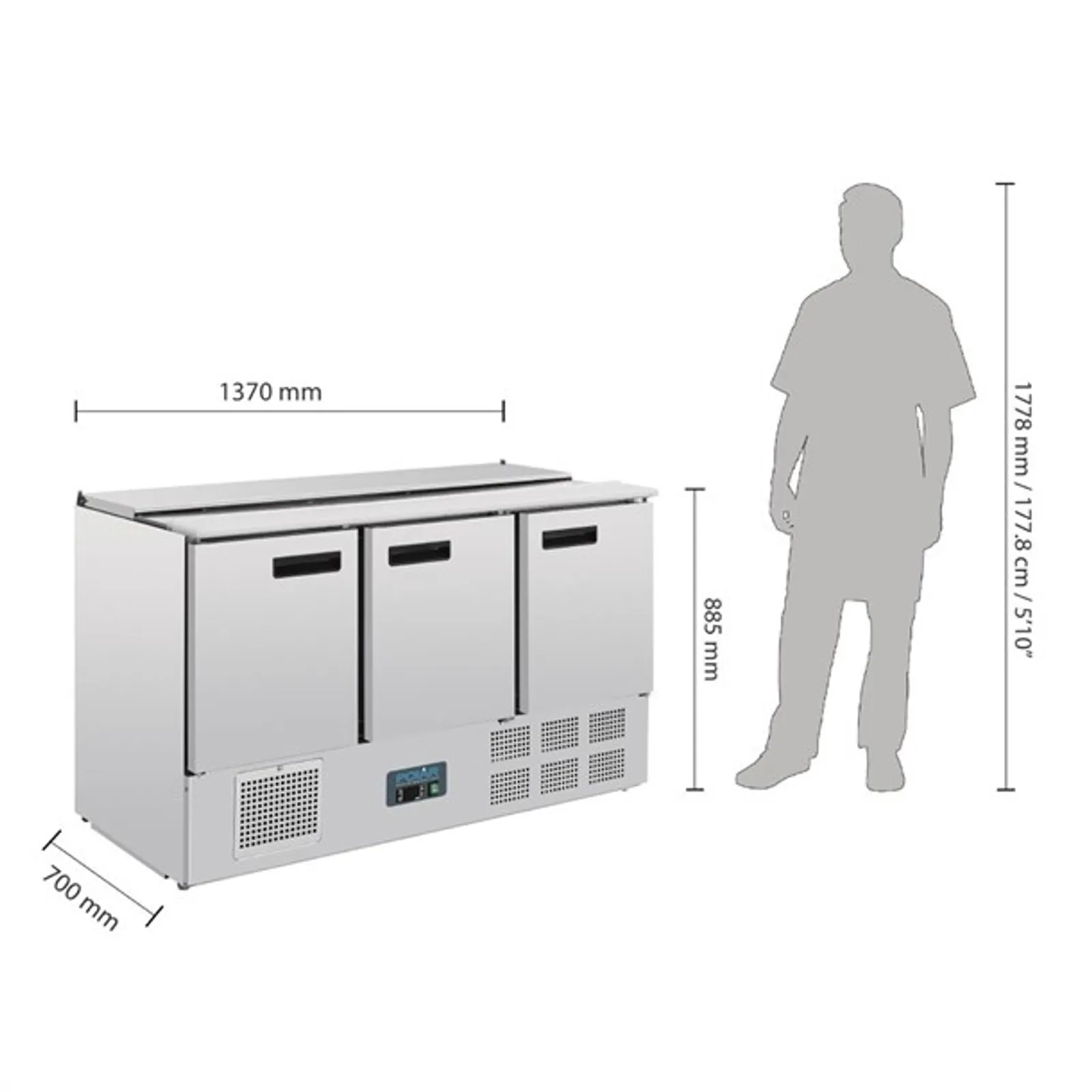 Polar G607-A G-Series - Saladette Counter Fridge 368Ltr