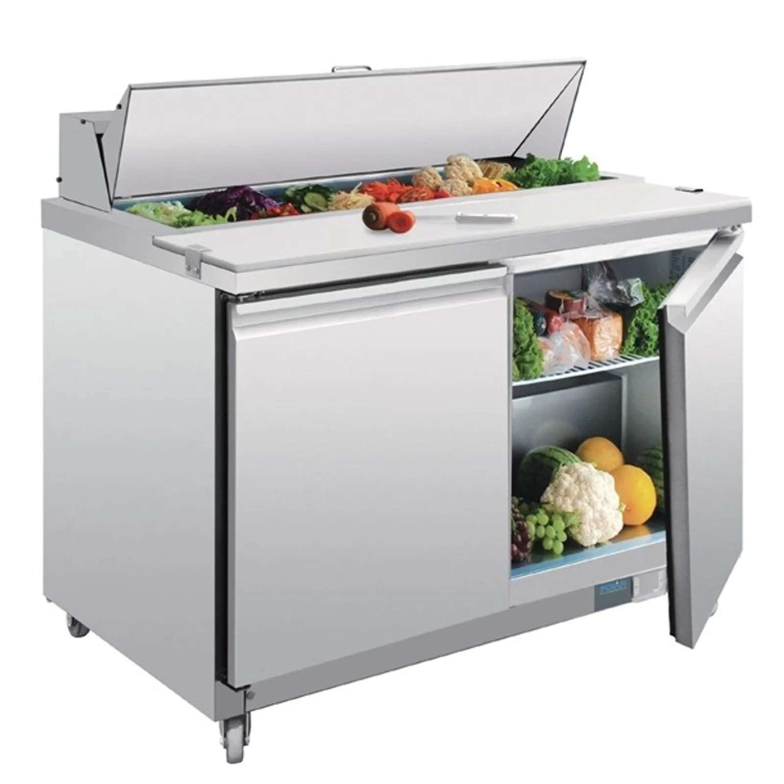 Polar GD882-A U-Series - Double Door Prep Counter Fridge 405Ltr