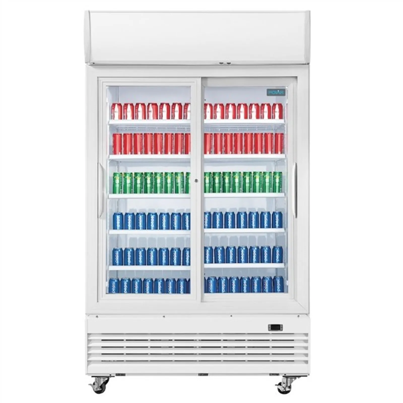 Polar GE581-A G-Series - Upright Display Cooler with Light Box 950Ltr with Sliding Doors