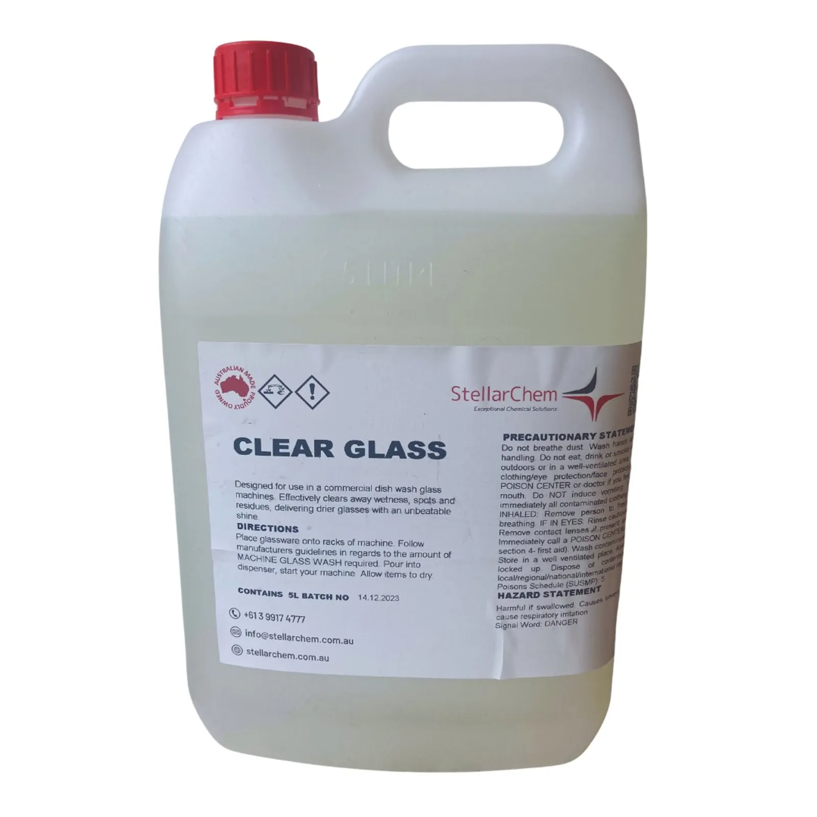 StellarChem WCIMGC5 - Clear Glass Wash 5L Premium Commercial Glasswasher Detergent