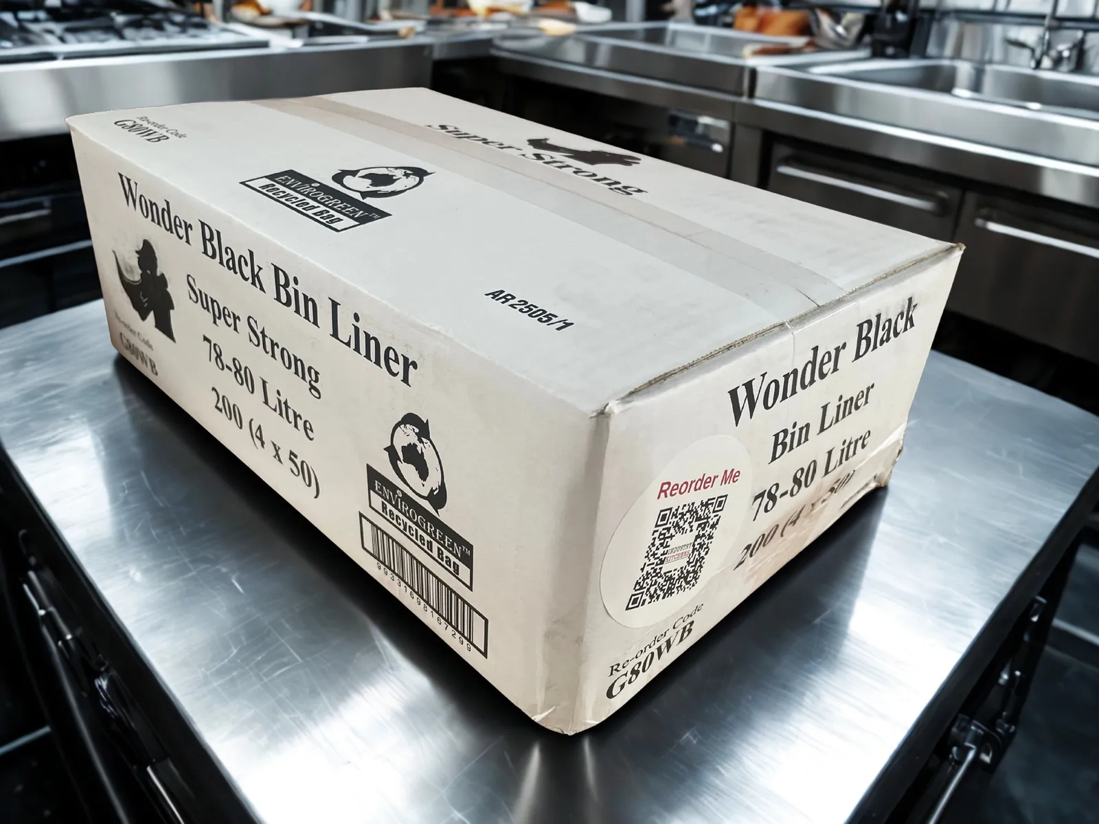 MaxValu G80WB - 78-80L Bin Liners Cafe & Restaurant Garbage Bags, 4x50, 200pcs/carton