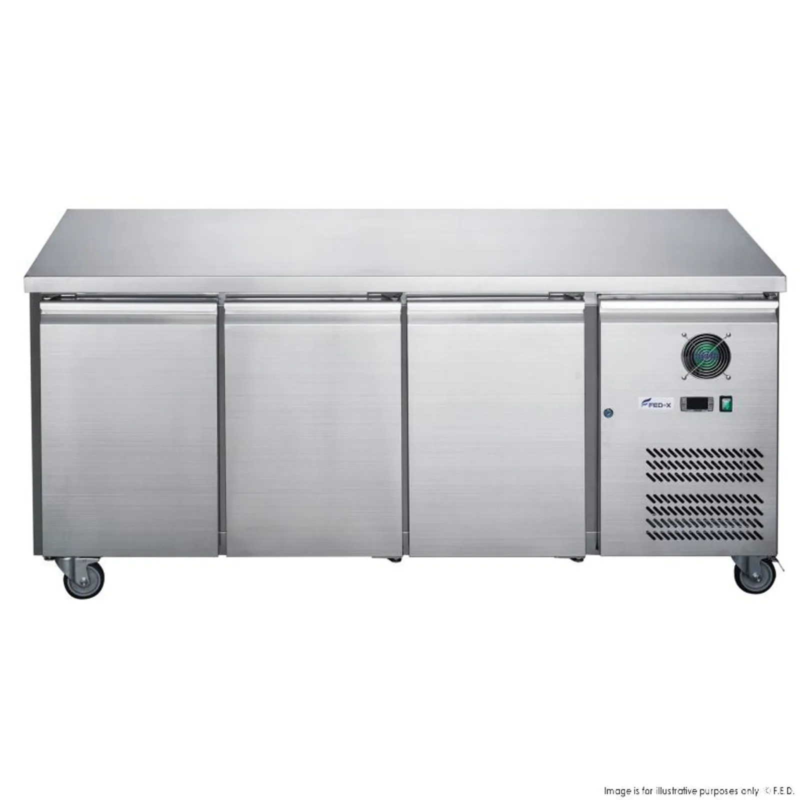 FED-X XUB6C18S3V - 3 Door Bench Fridge