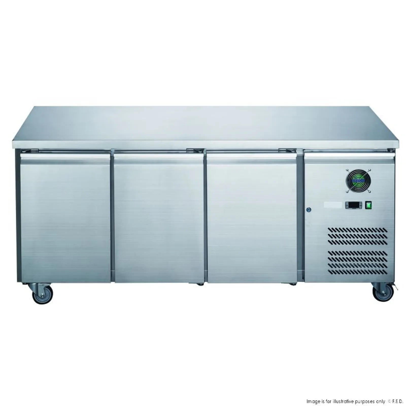 FED-X XUB7C18S3V - 3 Door Bench Fridge