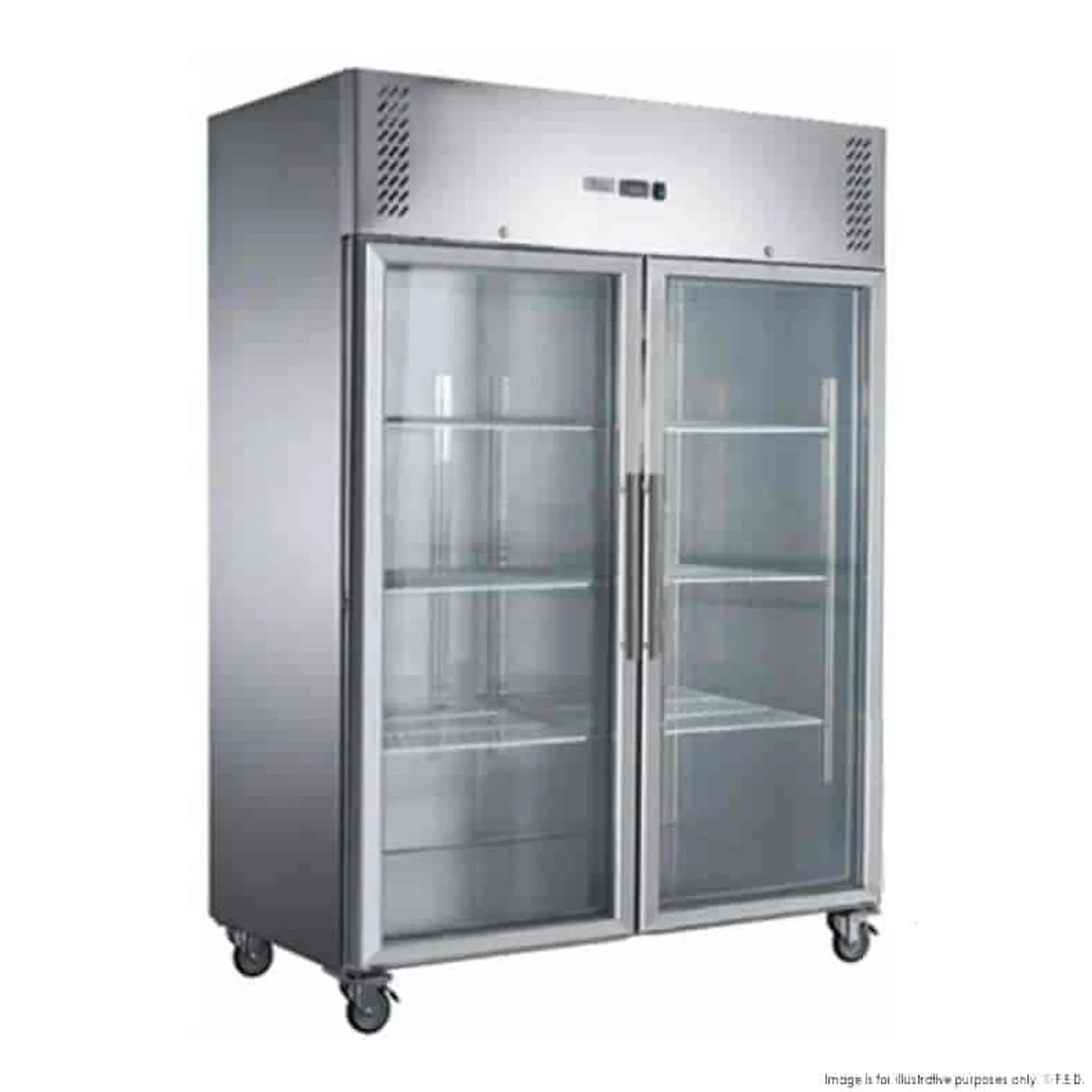 FED-X XURF1410G2V - S/S Two Full Glass Door Upright Freezer