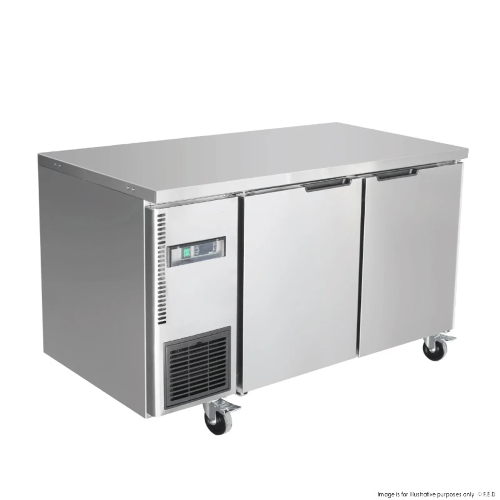 Thermaster TS1200BT - Stainless Steel 2 Door Workbench Freezer