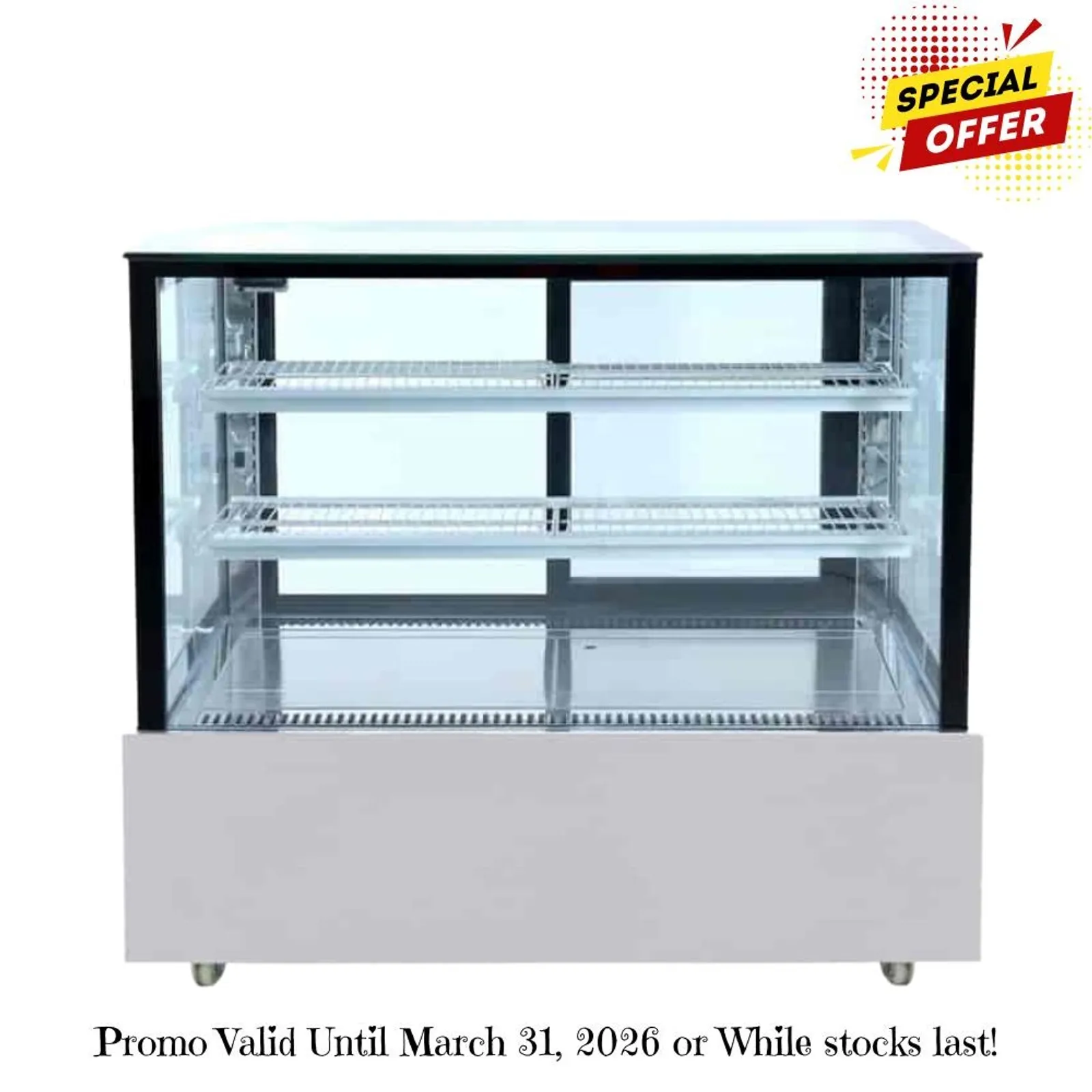 Bonvue SSU120-2XB - Black Trim Square Glass Cake Display 2 Shelves