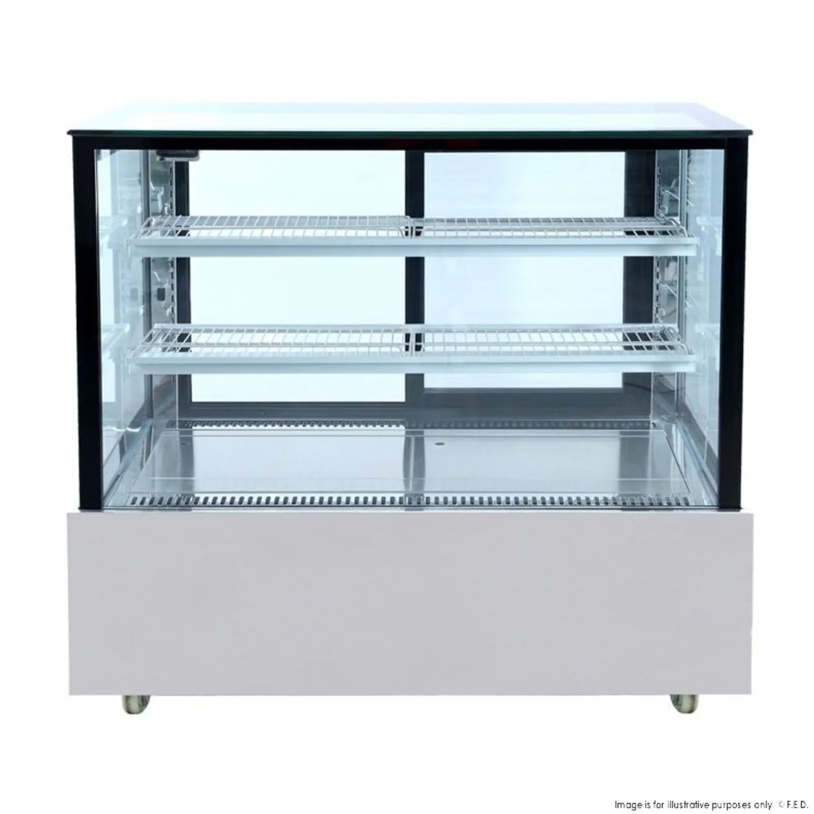 Bonvue SSU120-2XB - Black Trim Square Glass Cake Display 2 Shelves