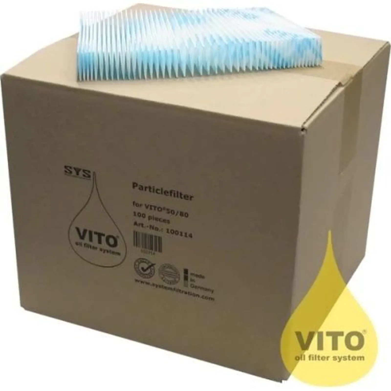 VITO Oil Filter Paper - V30/50/80/VL FILTERS  Box of 100